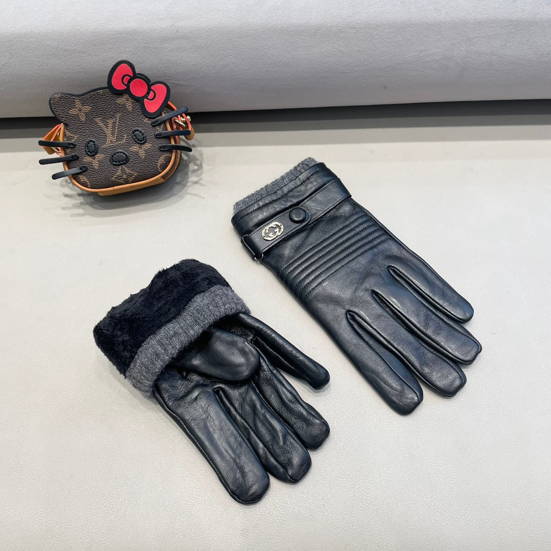 TOUCHSCREEN GLOVES IN BLACK LAMBSKIN MIX WOOL 327782 mysite