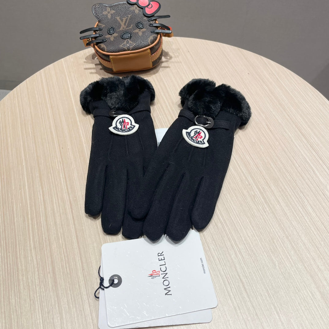 GLOVES IN BLACK WOOL WITH RABBIT FUR 439079 mysite
