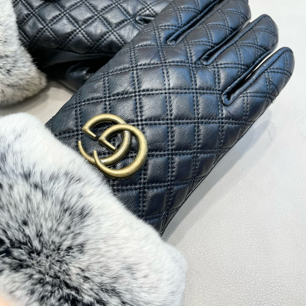 TOUCHSCREEN GLOVES IN BLACK RABBIT FUR AND LAMBSKIN 444433 mysite
