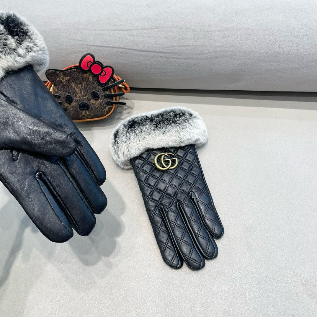 TOUCHSCREEN GLOVES IN BLACK RABBIT FUR AND LAMBSKIN 444433 mysite