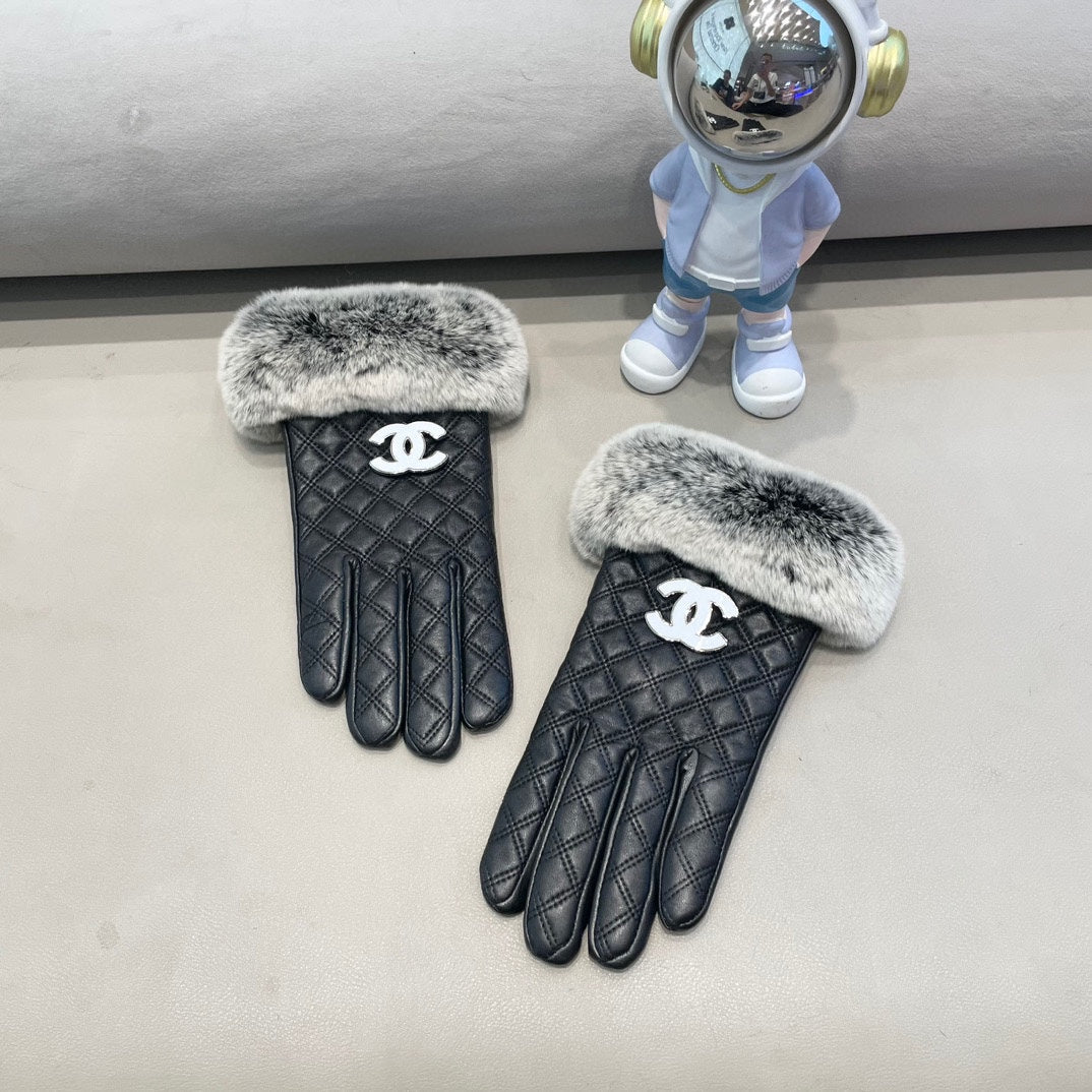 GLOVES IN BLACK LAMBSKIN WITH RABBIT FUR 463793 mysite