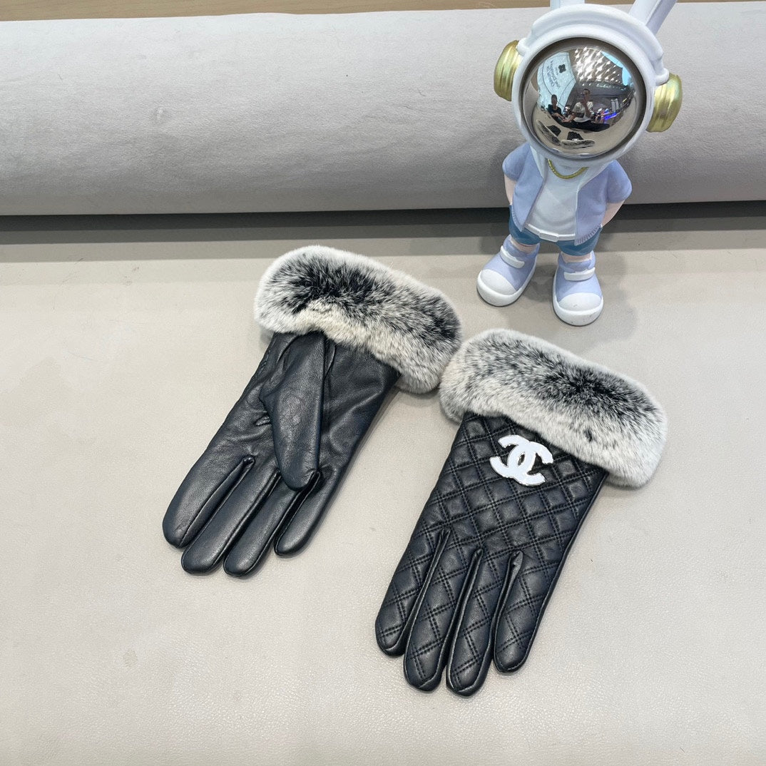 GLOVES IN BLACK LAMBSKIN WITH RABBIT FUR 463793 mysite
