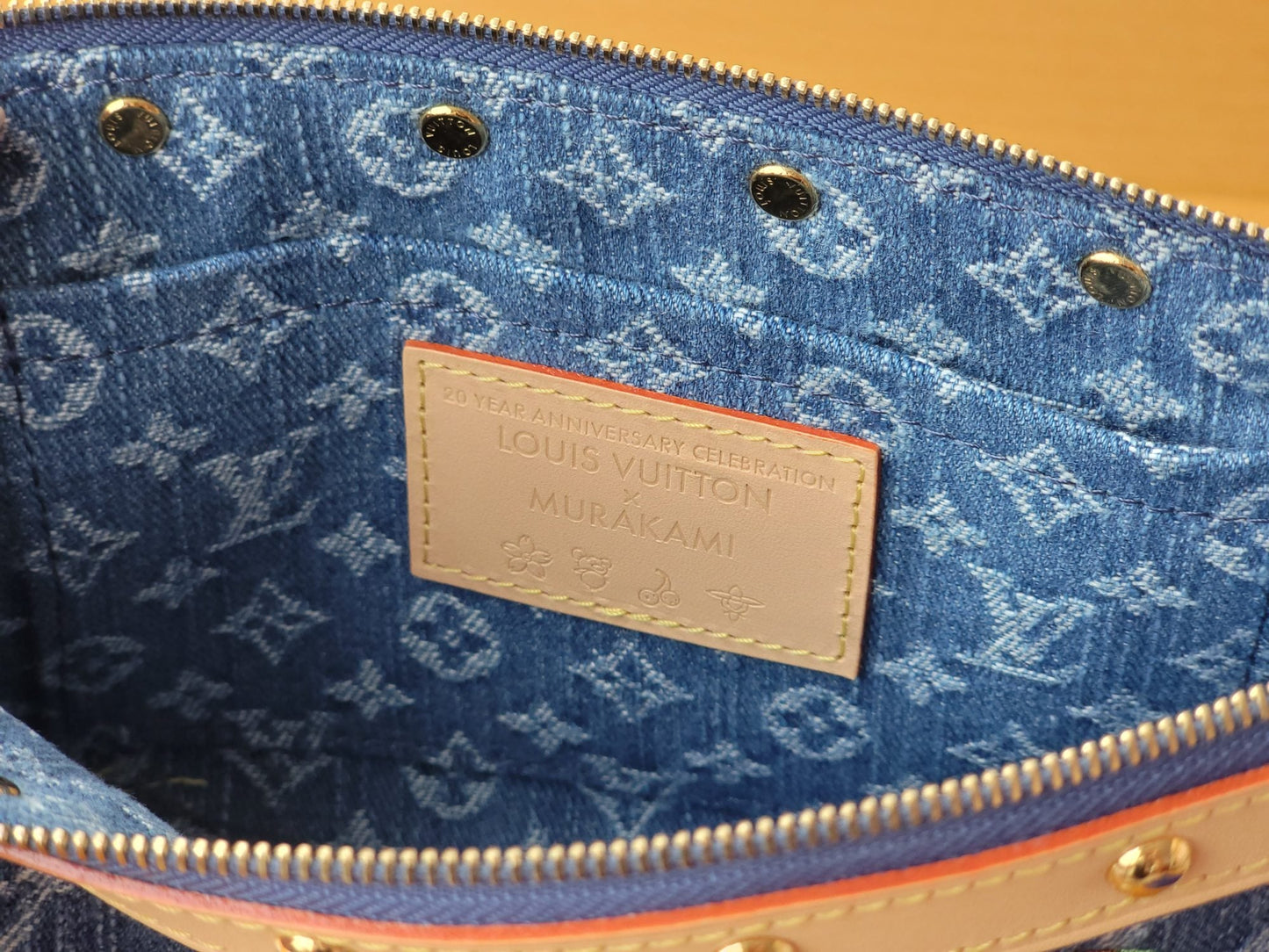 LV x TM M13994 Pochette Accessoires 22cm Blue Monogram Denim With Cherry Motif GHW mysite