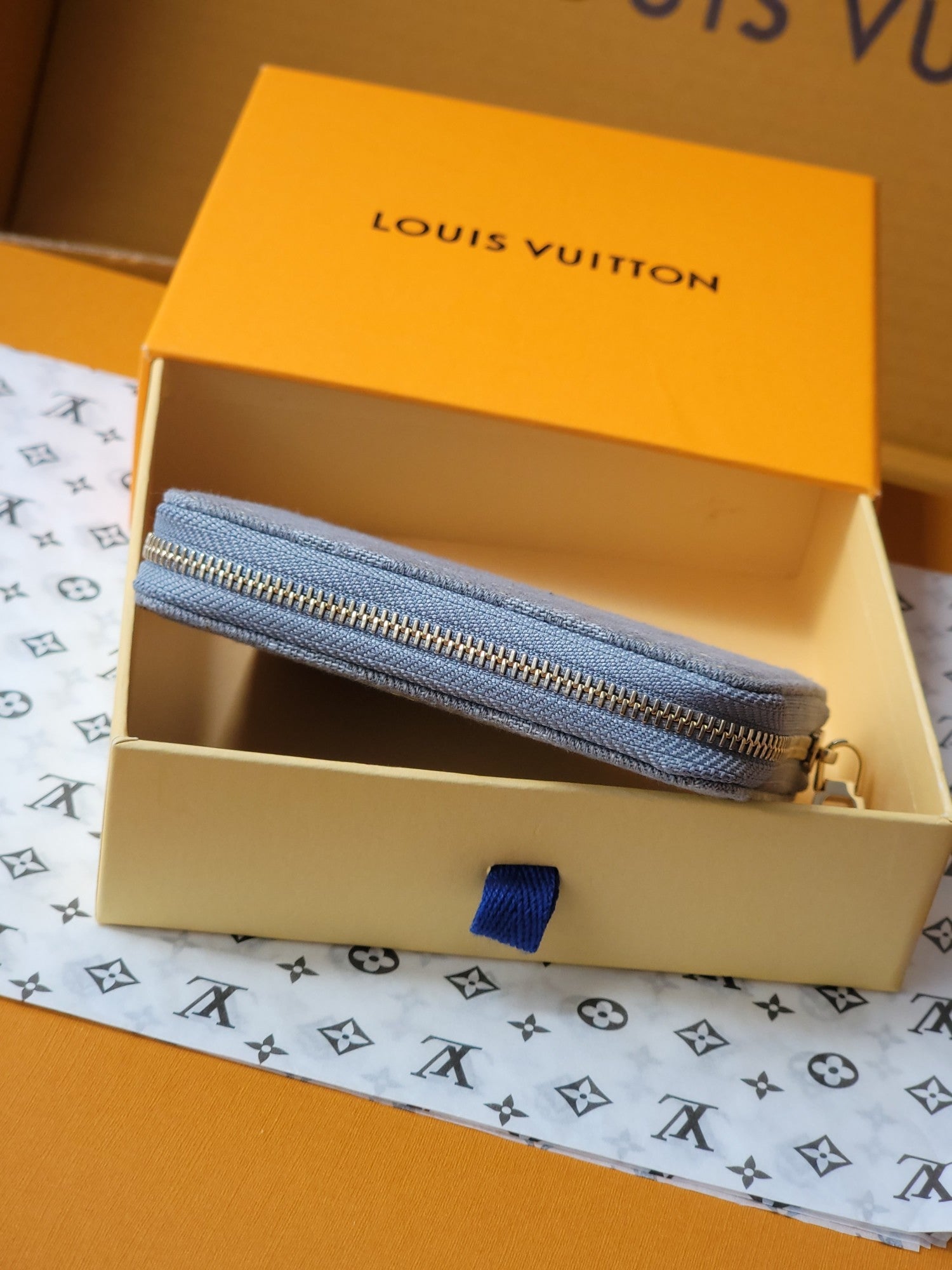 LV Zippy Coin Purse Grey Monogram Denim - Light GHW mysite