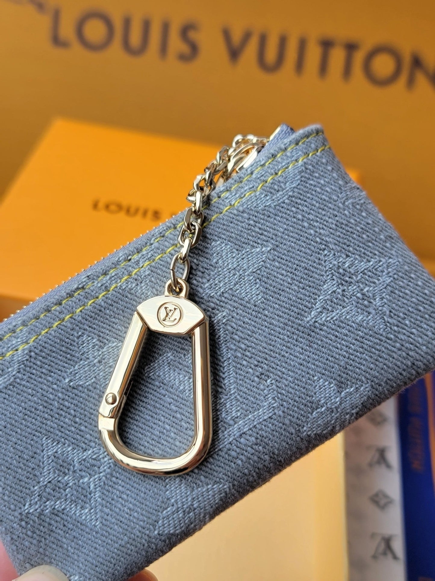 LV Key Pouch Grey Monogram Denim - Light GHW mysite