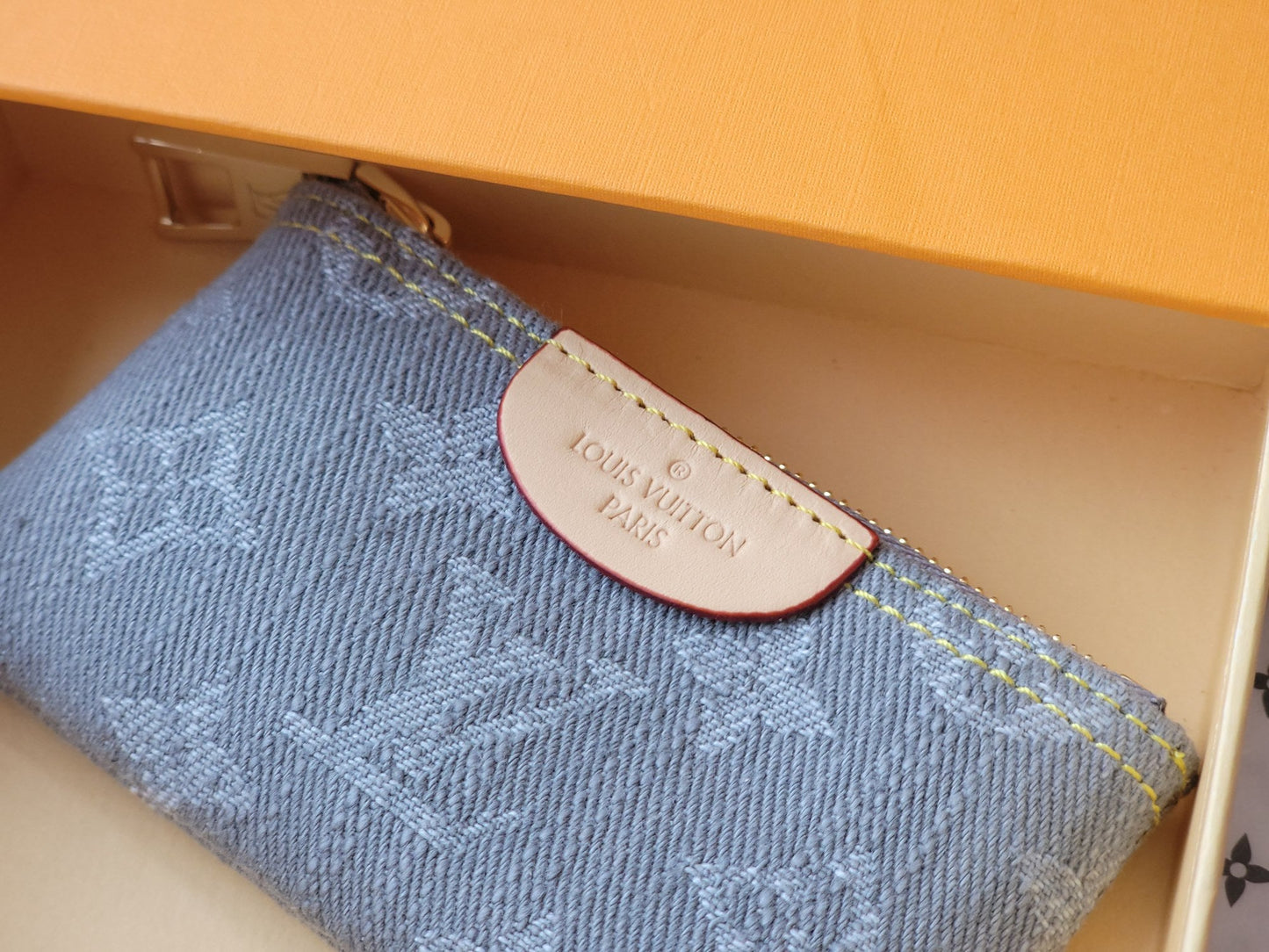LV Key Pouch Grey Monogram Denim - Light GHW mysite