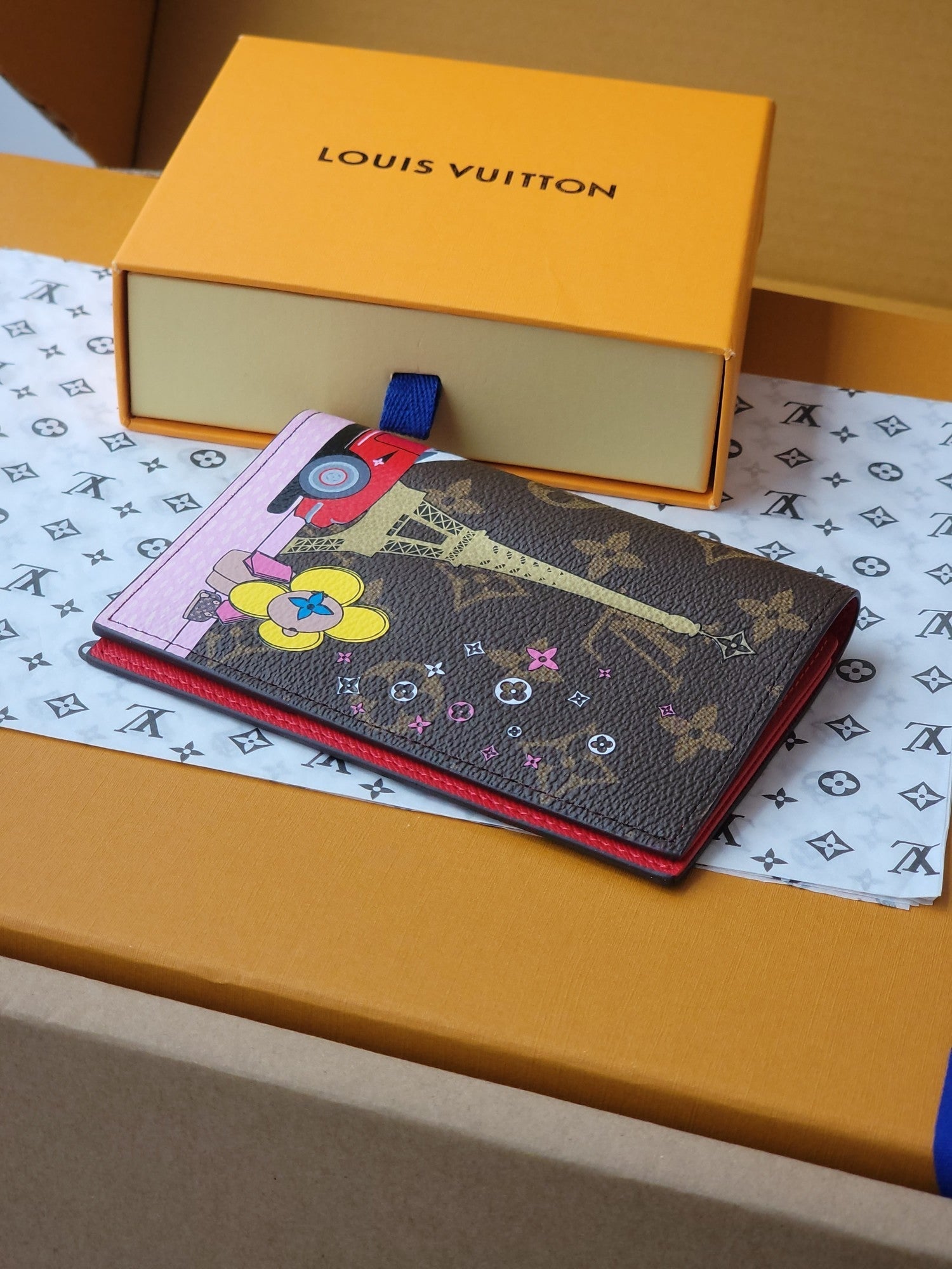 LV Passport Cover Red Monogram Vivienne Paris Lining mysite