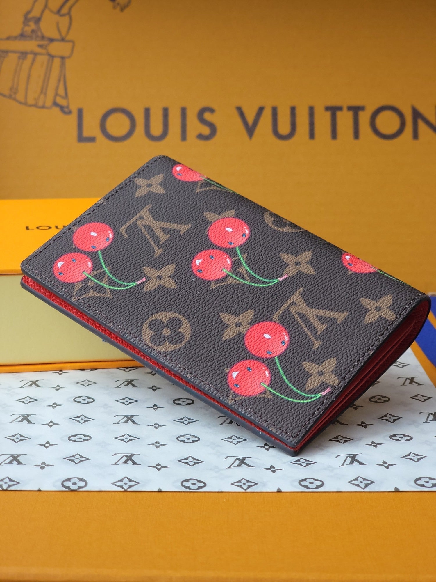 LV x TM Passport Cover Brown Monogram Canvas With Cherry Motif mysite