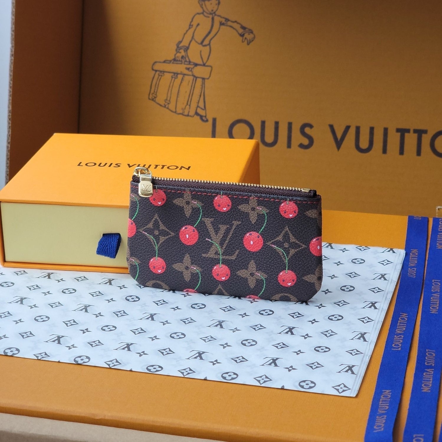 LV x TM Pochette Cre Coin Purse Brown Monogram Canvas With Cherry Motif mysite