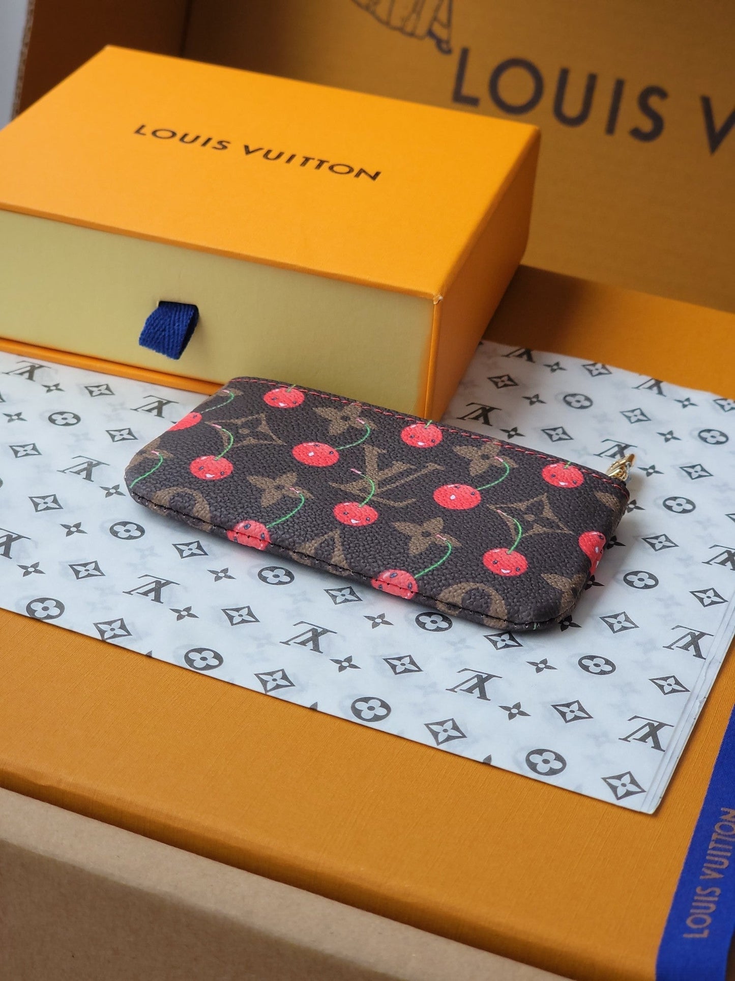 LV x TM Pochette Cre Coin Purse Brown Monogram Canvas With Cherry Motif mysite