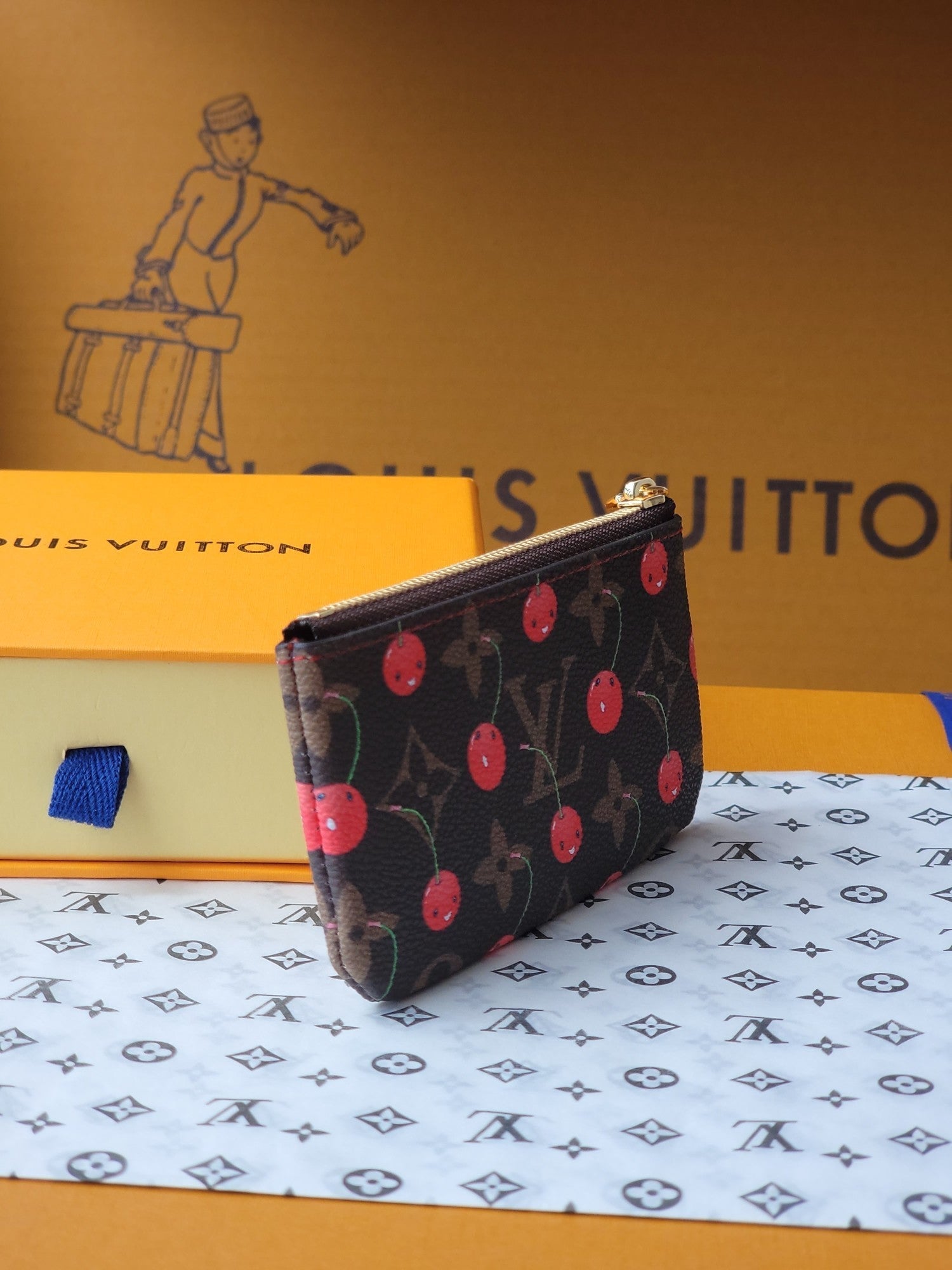 LV x TM Pochette Cre Coin Purse Brown Monogram Canvas With Cherry Motif mysite