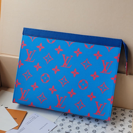 LV M14692 Pochette Voyage Blue Red Monogram Glow Canvas & Cowhide mysite