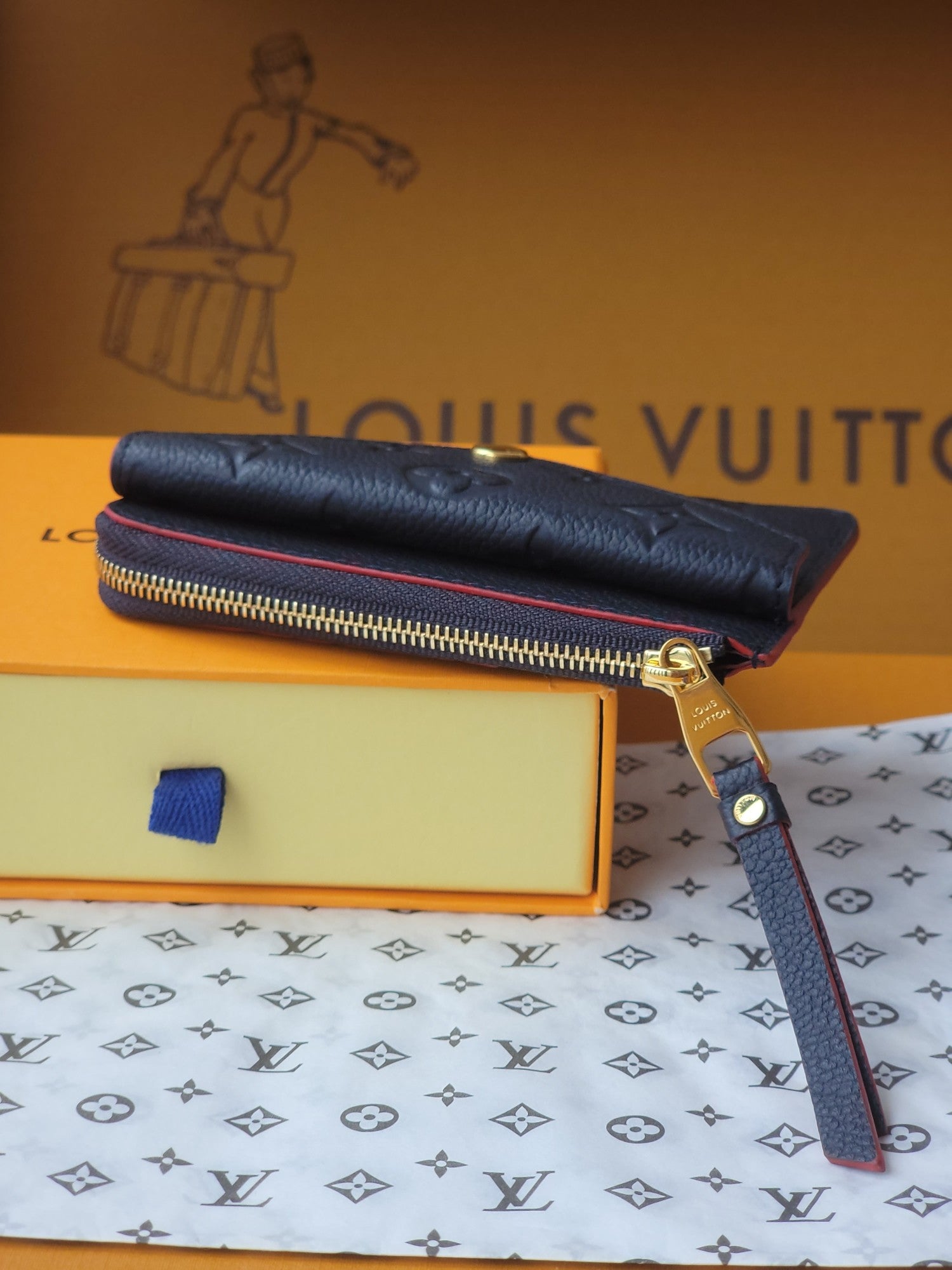 LV Card Holder Recto Verso With Red Border Black Monogram Empreinte Cowhide GHW mysite