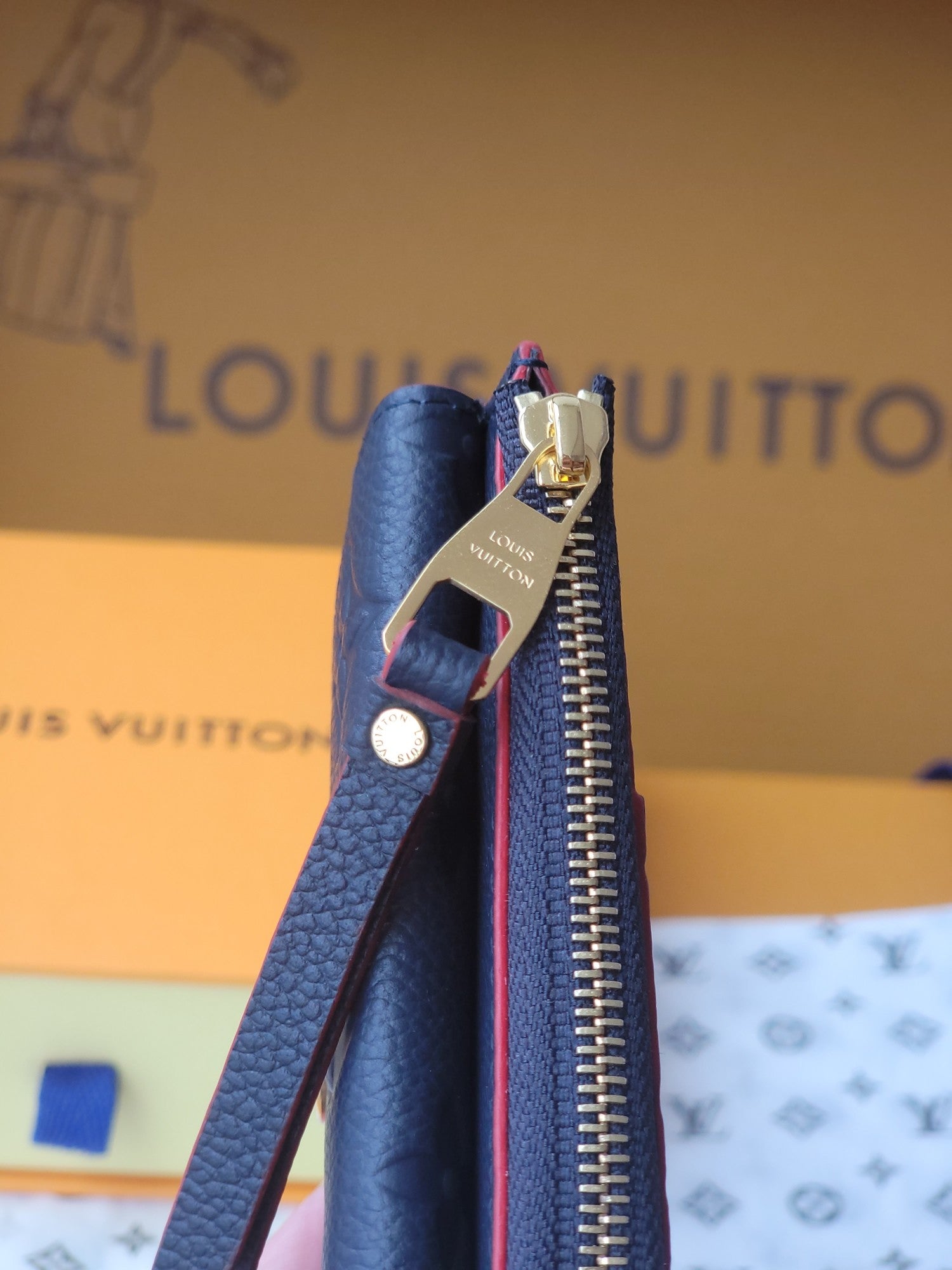 LV Card Holder Recto Verso With Red Border Black Monogram Empreinte Cowhide GHW mysite