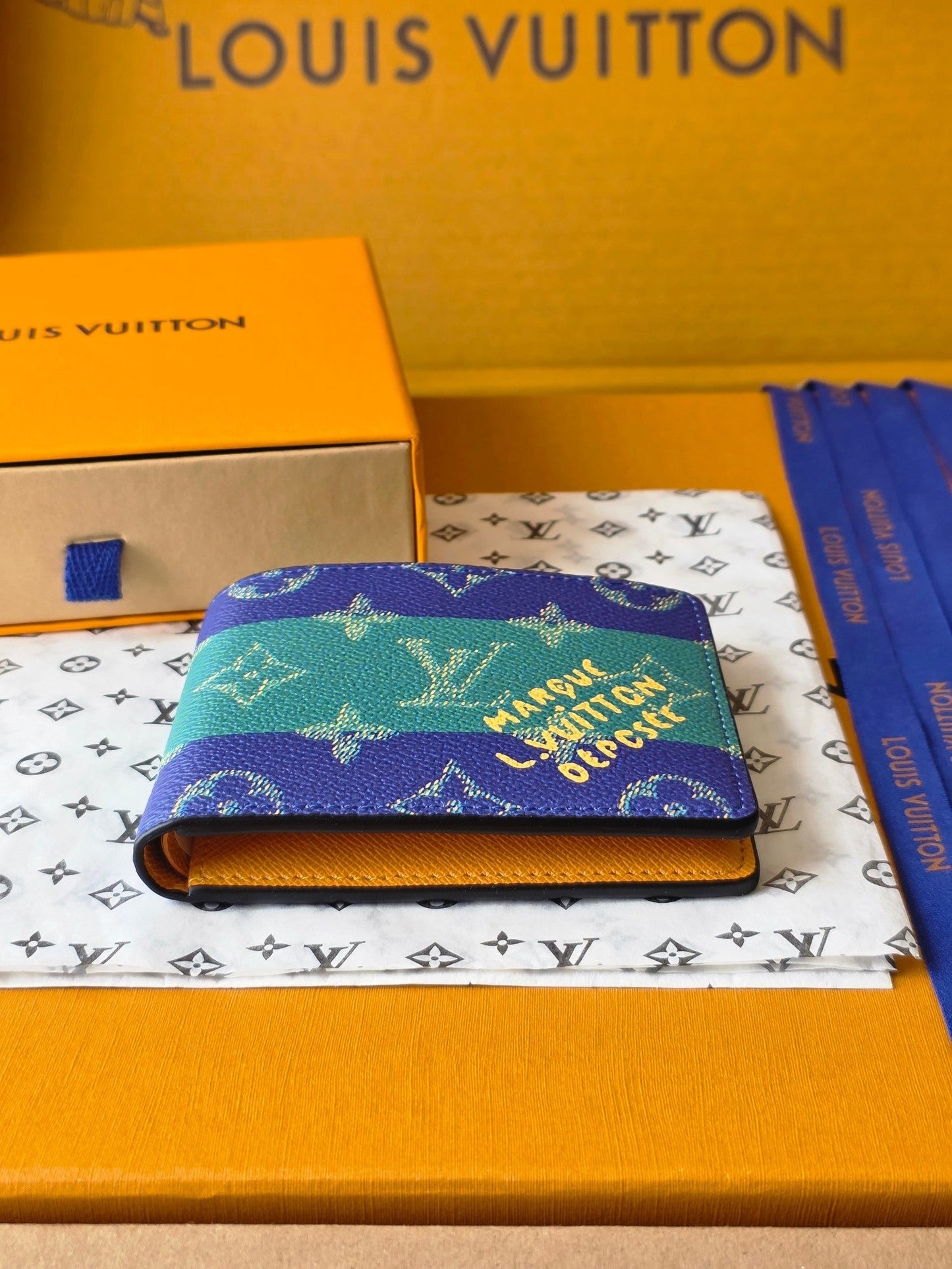 LV M25795 Multiple Wallet Dark Blue Teal Green Cowhide mysite