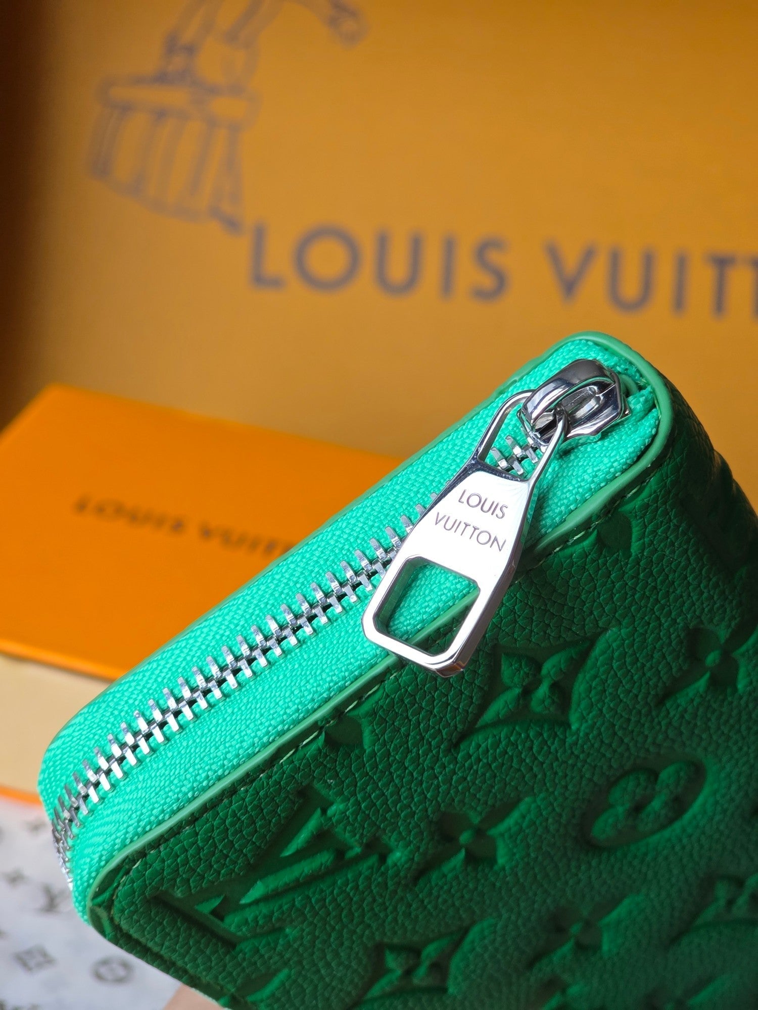 LV Zippy Wallet Horizontal Bamboo Green Taurillon Monogram leather mysite