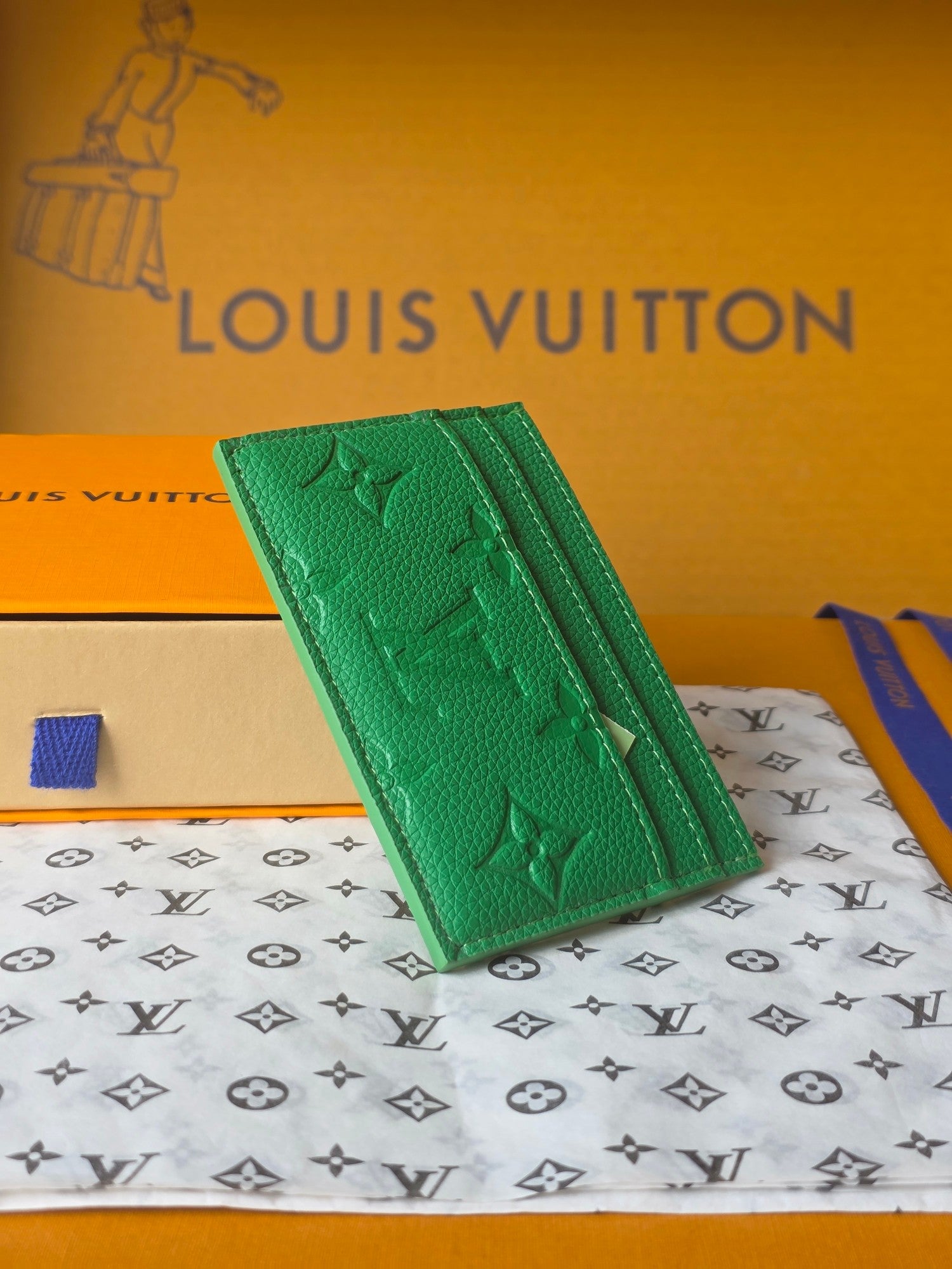 LV M25998 Double Card Holder Bamboo Green Taurillon Monogram leather mysite