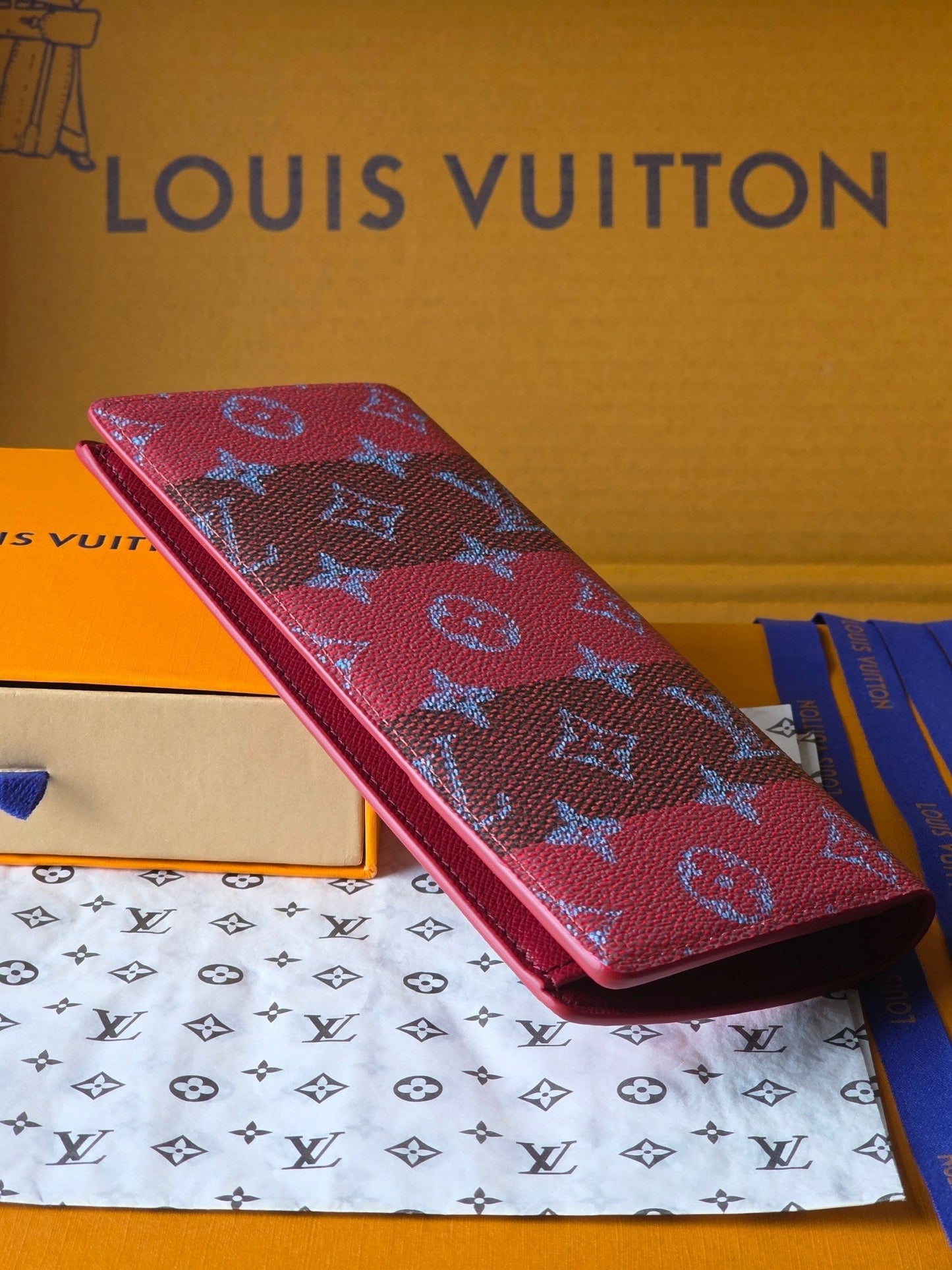LV Brazza Wallet Red Black Cowhide mysite