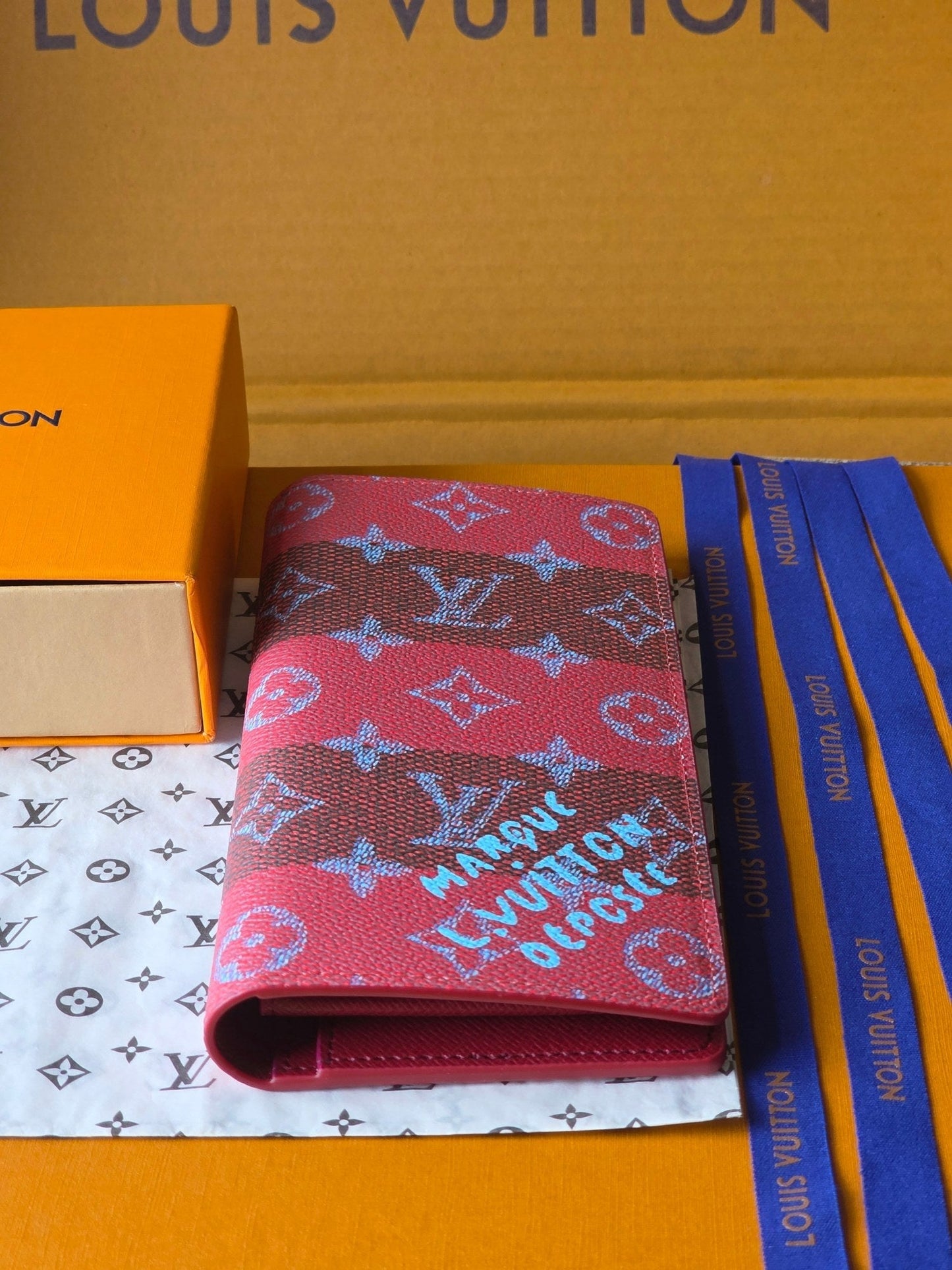 LV Brazza Wallet Red Black Cowhide mysite