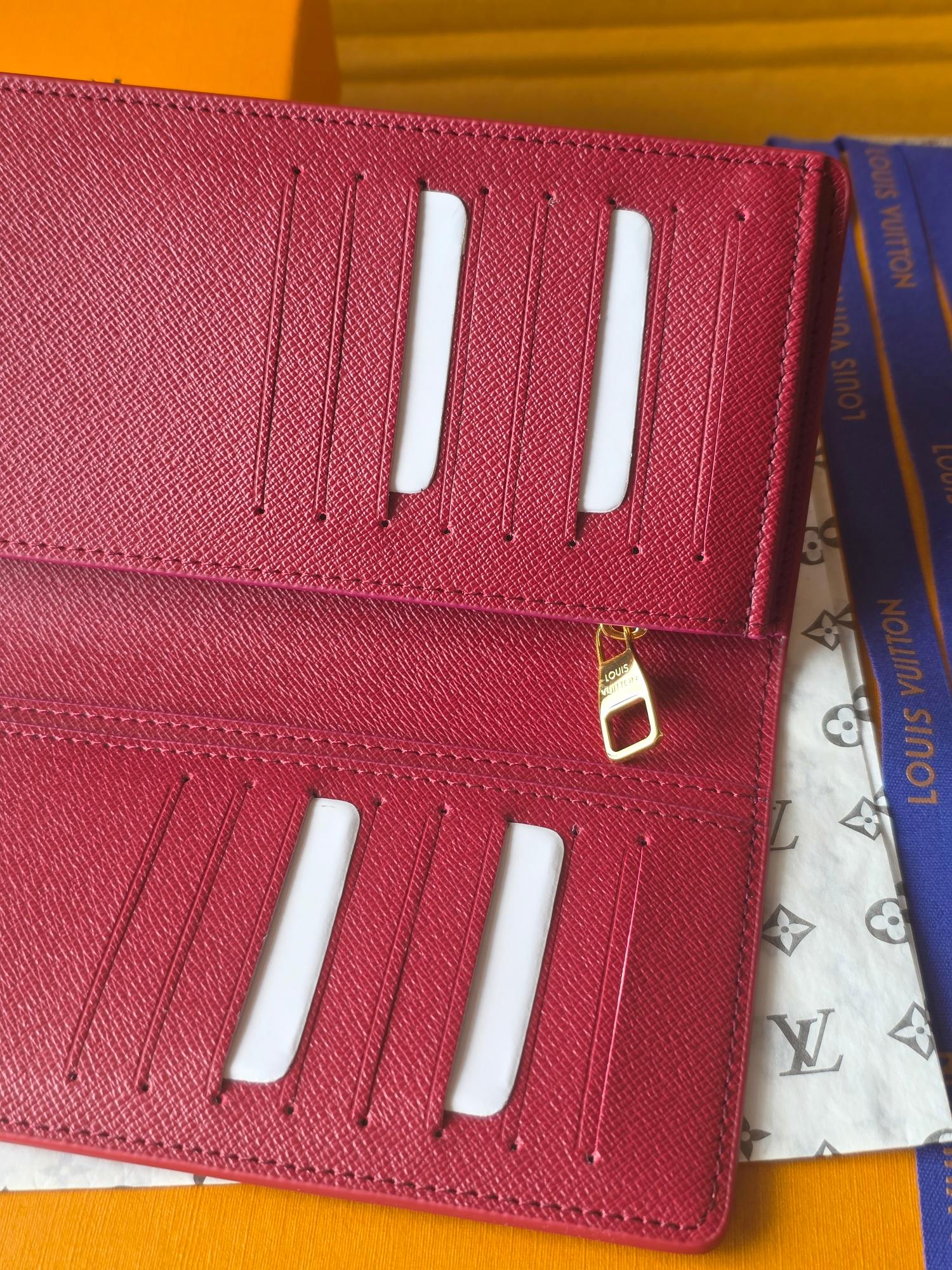 LV Brazza Wallet Red Black Cowhide mysite