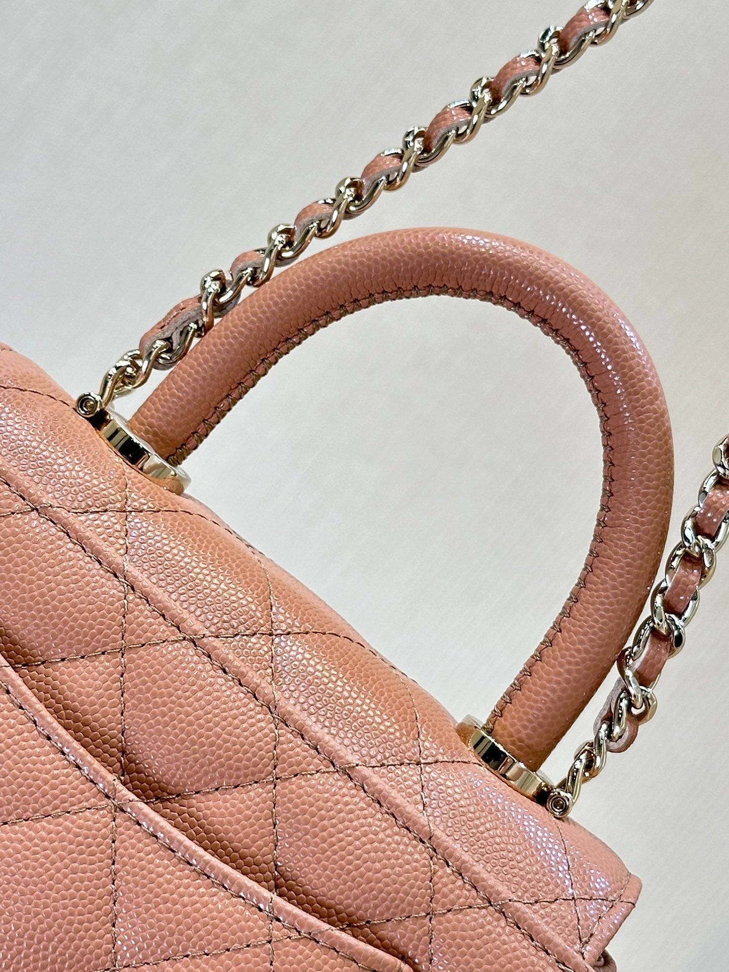 CC 24K Coco Handle Nano 14.5cm Begie Grained Calfskin Gold Hardware mysite