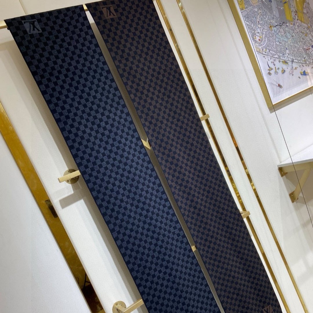 PETIT DAMIER SCARF 170 CM IN CHOCOLATE BROWN MIX BLACK CASHMERE 390783 mysite