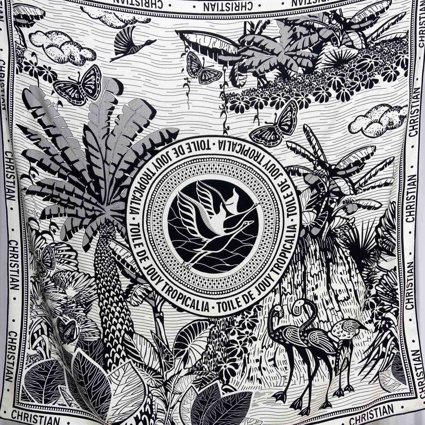 SQUARE SCARF 140 CM IN BLACK MIX WHITE MONOGRAM WOOL AND SILK 415111 mysite