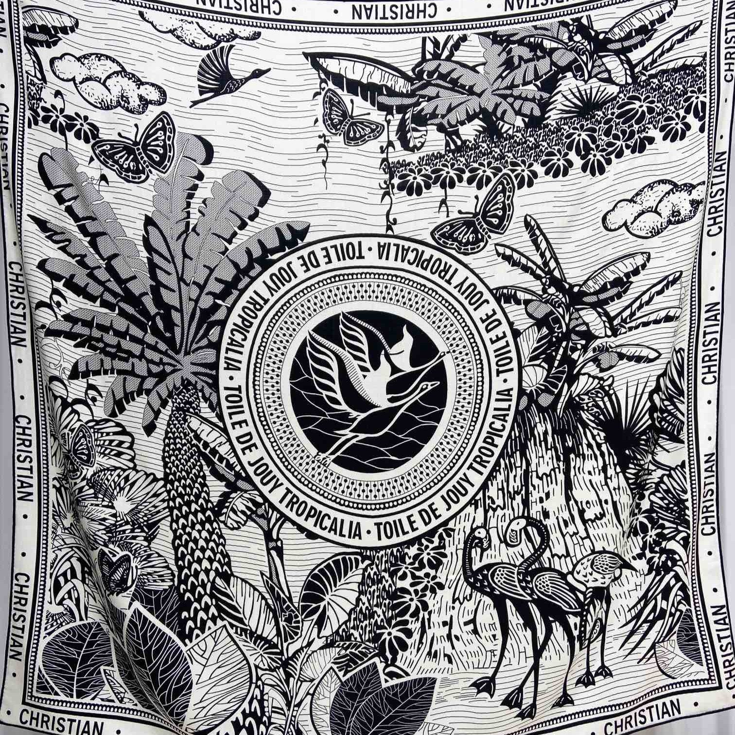 SQUARE SCARF 140 CM IN BLACK MIX WHITE MONOGRAM WOOL AND SILK 415111 mysite