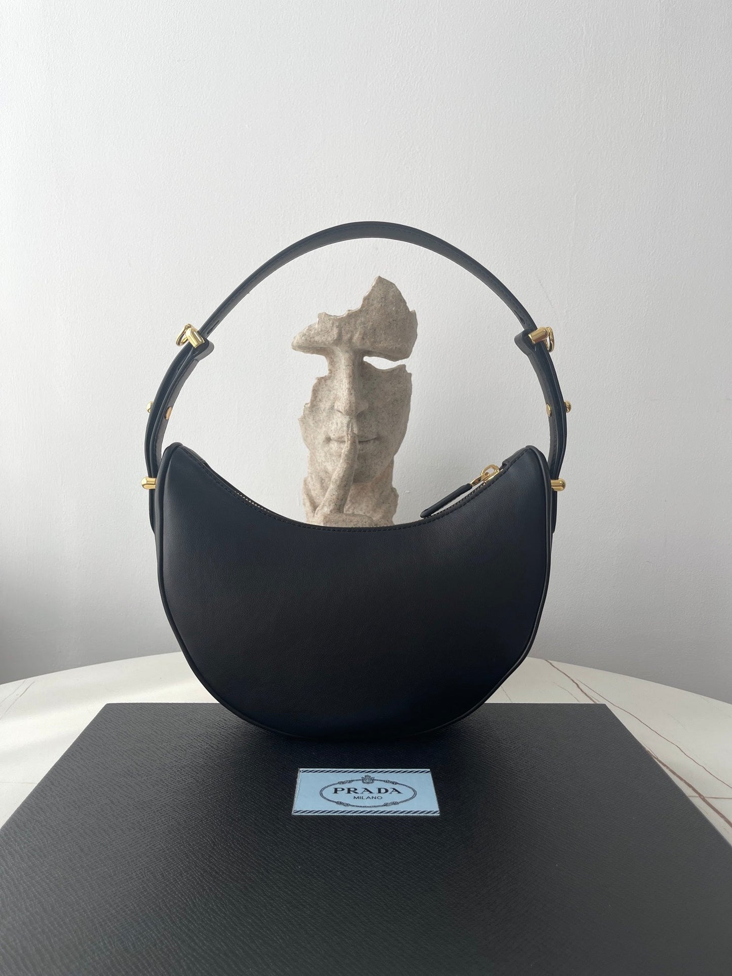 PRA ARQUÉ 22 SHOULDER BAG IN BLACK LEATHER mysite