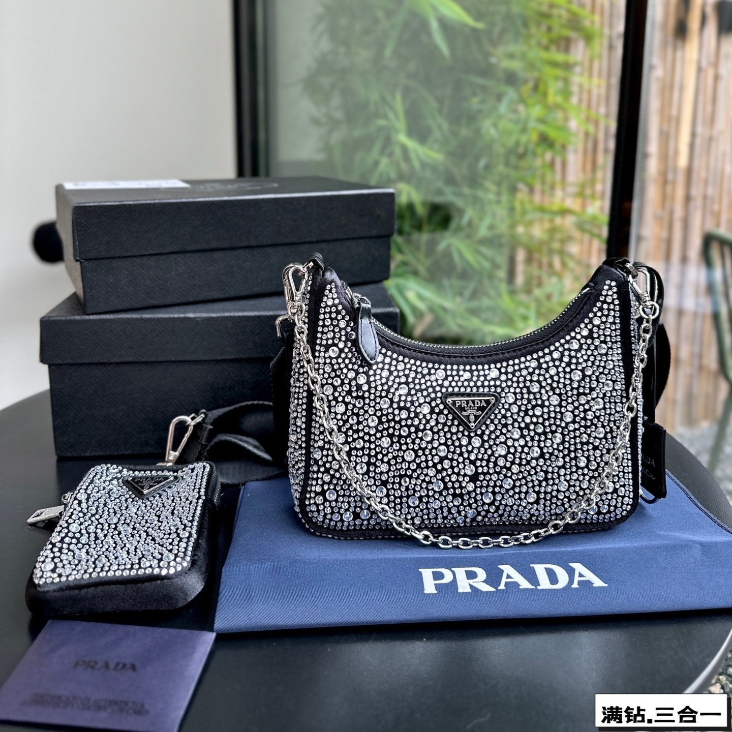 PRA 22 SATIN MINI-BAG WITH FULLY RHINSTONES mysite