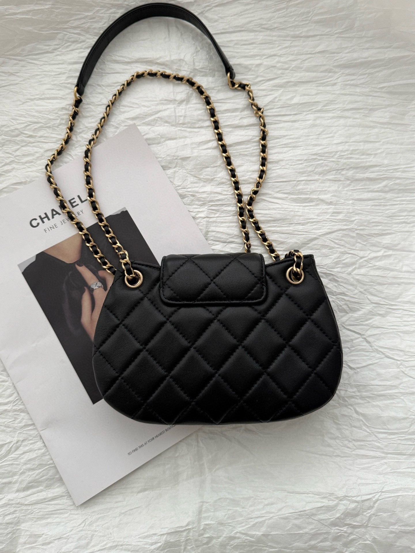24c cc hobo bag 20cm black lambskin gold hardware mysite