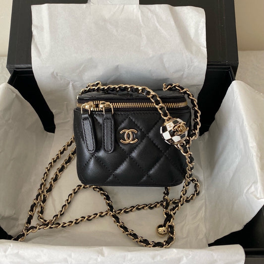 cc classic vanity bag 10cm black lambskin gold hardware mysite