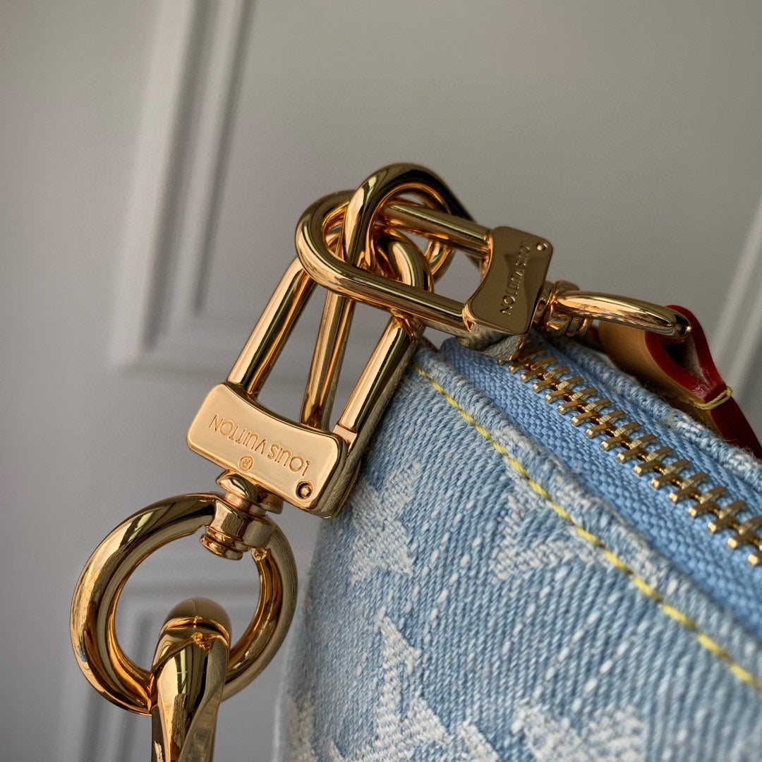 COUSSIN BB 21 IN LIGHT BLUE MONOGRAM DENIM GOLD CHAIN mysite