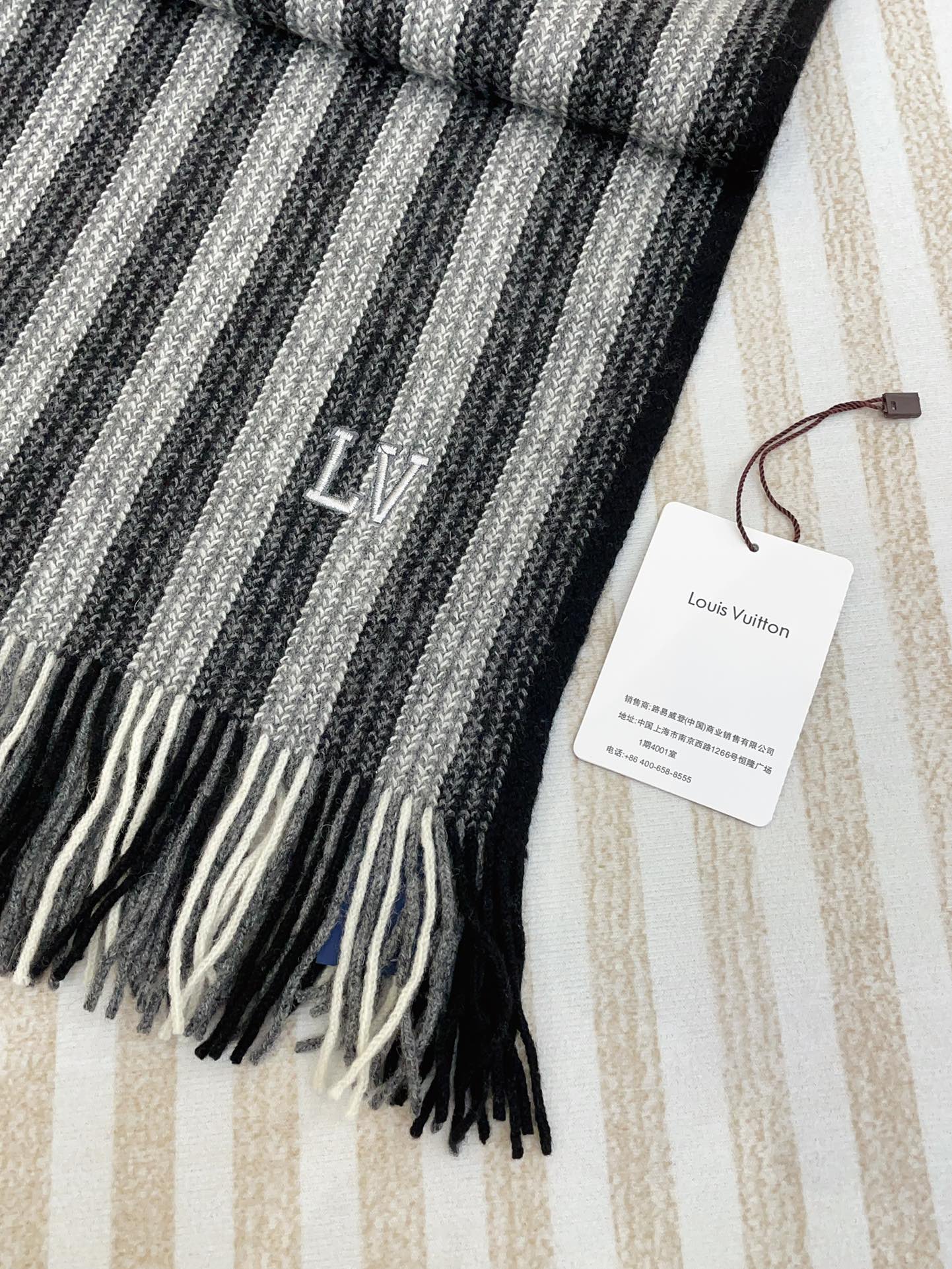 KNITTED SCARF 180 CM IN BLACK MIX GRAY CASHMERE 388179 mysite