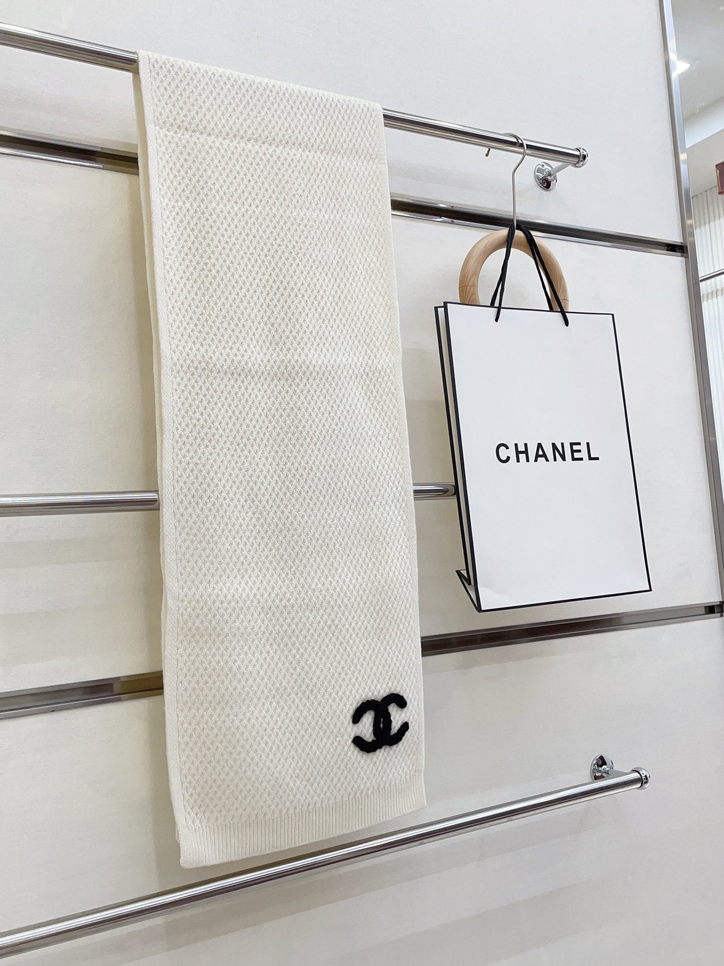 SCARF 190 CM IN WHITE CASHMERE 393183 mysite