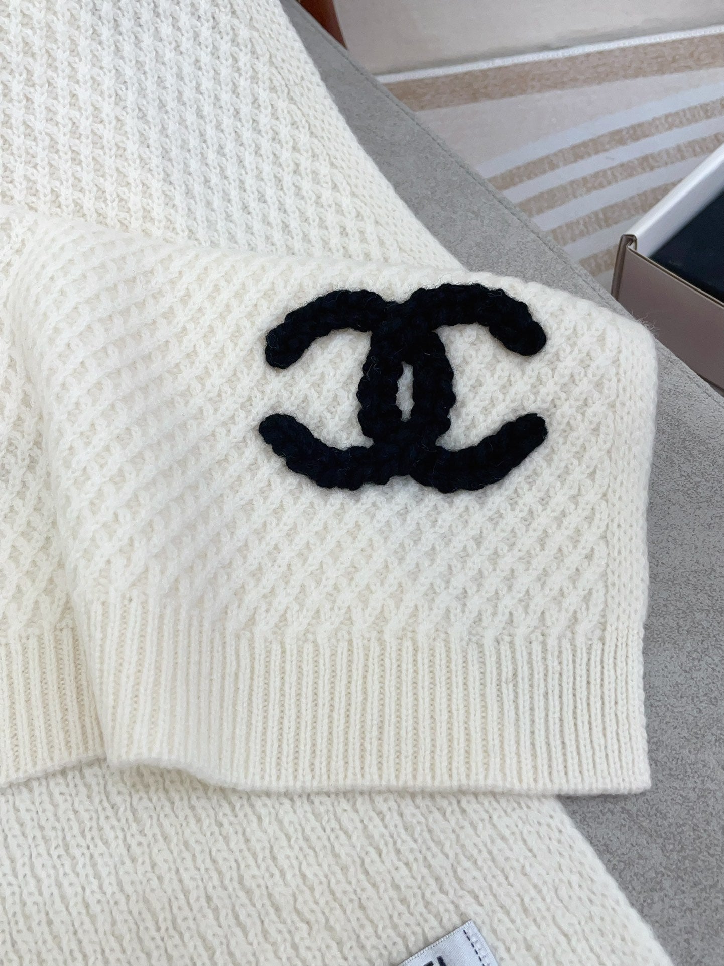 SCARF 190 CM IN WHITE CASHMERE 393183 mysite