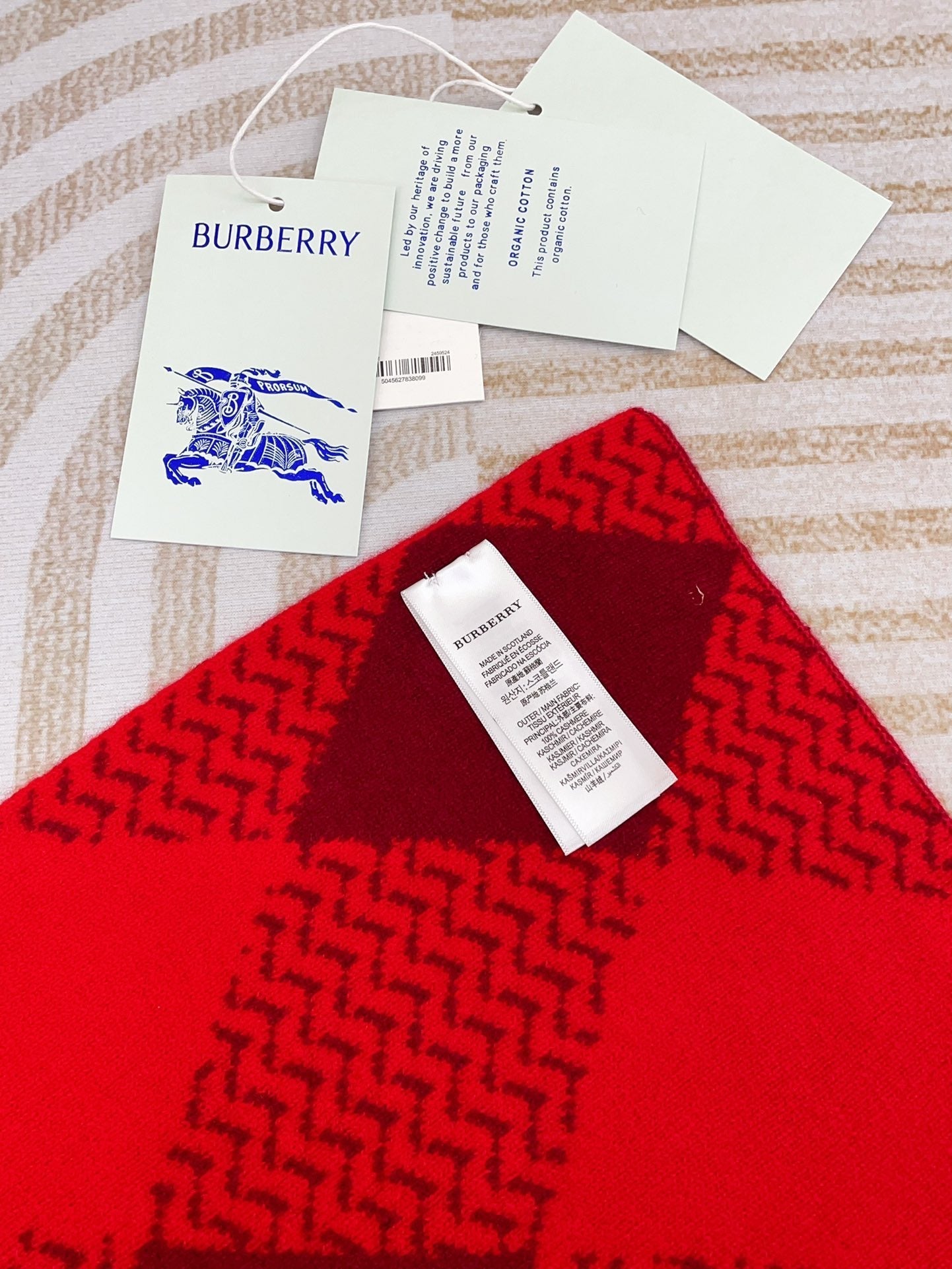ARGYLE WOOL SCARF 190 CM CHERRY RED 394597 mysite