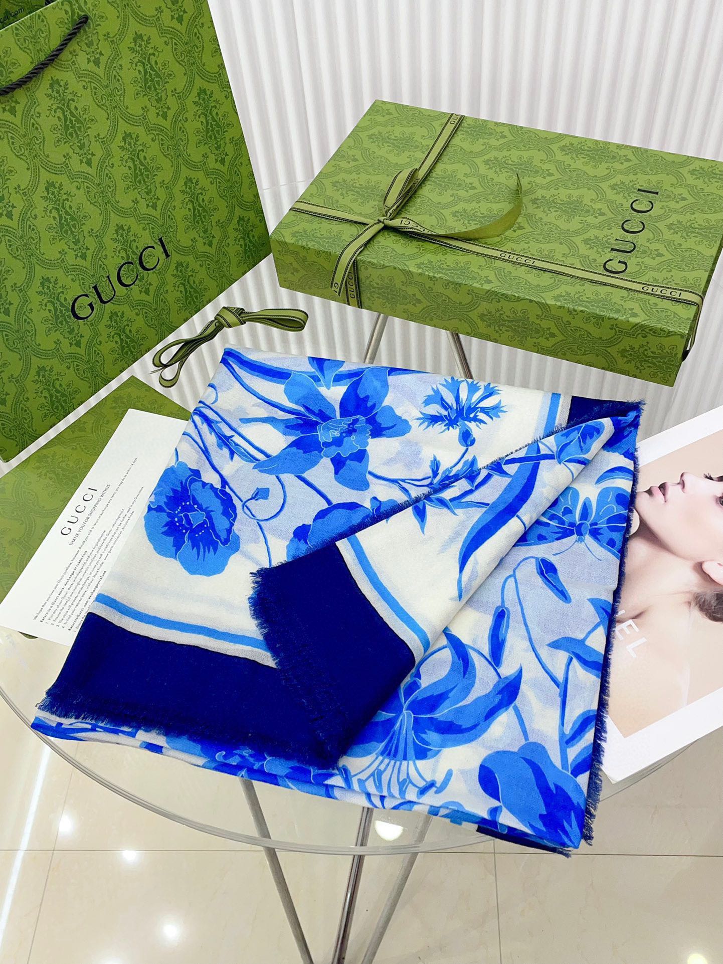 SQUARE SCARF 140 CM IN MAYA BLUE CASHMERE 398257 mysite