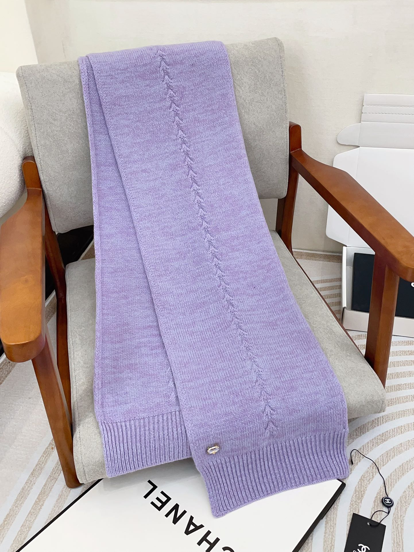 SCARF 180 CM IN HEATHER PURPLE CASHMERE 398267 mysite