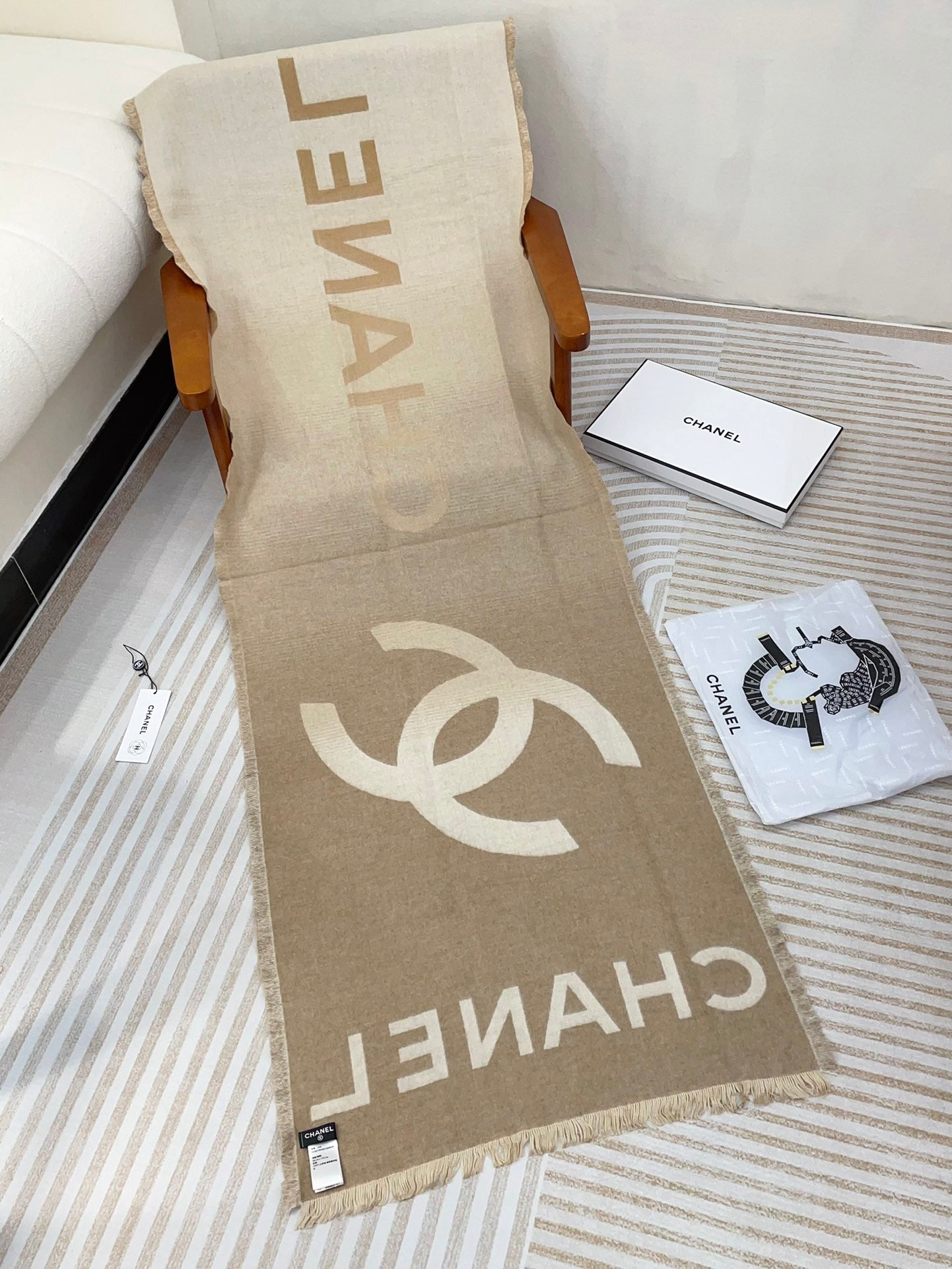 CASHMERE GRADIENT SCARF 200 CM CAMEL BEIGE 402091 mysite