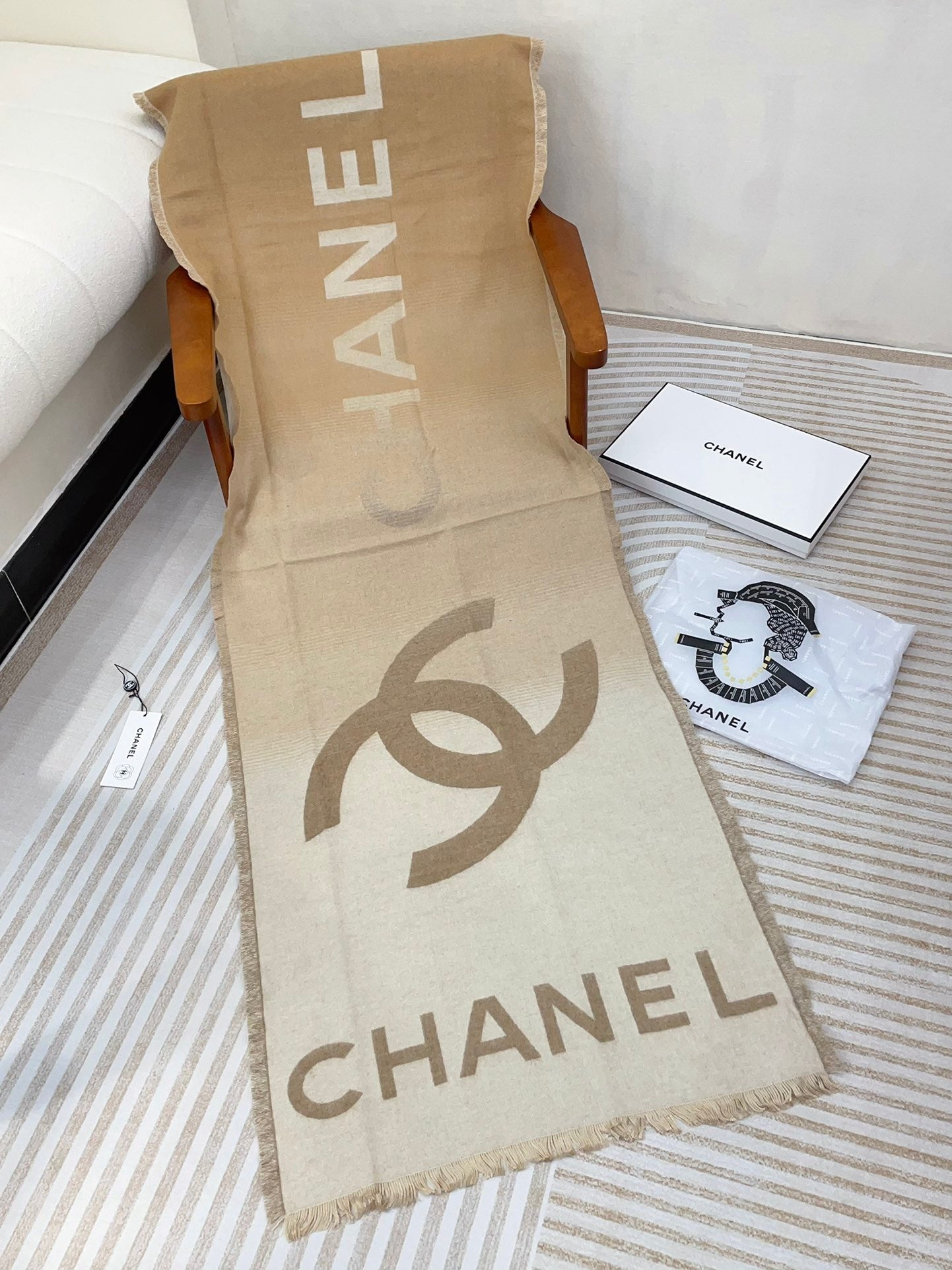 CASHMERE GRADIENT SCARF 200 CM CAMEL BEIGE 402091 mysite