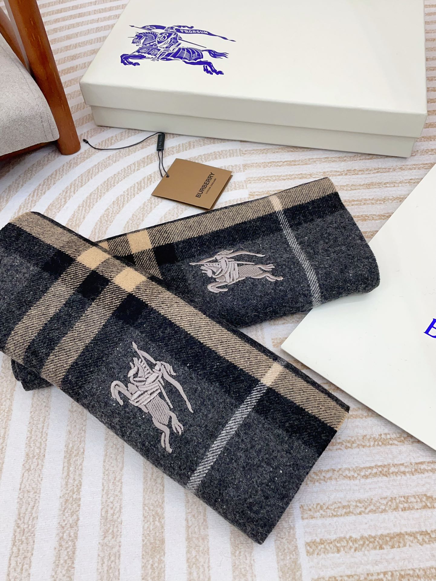 CLASSIC WOOL CHECK SCARF 180 CM DARK GRAY MIX CAMEL BROWN 402098 mysite