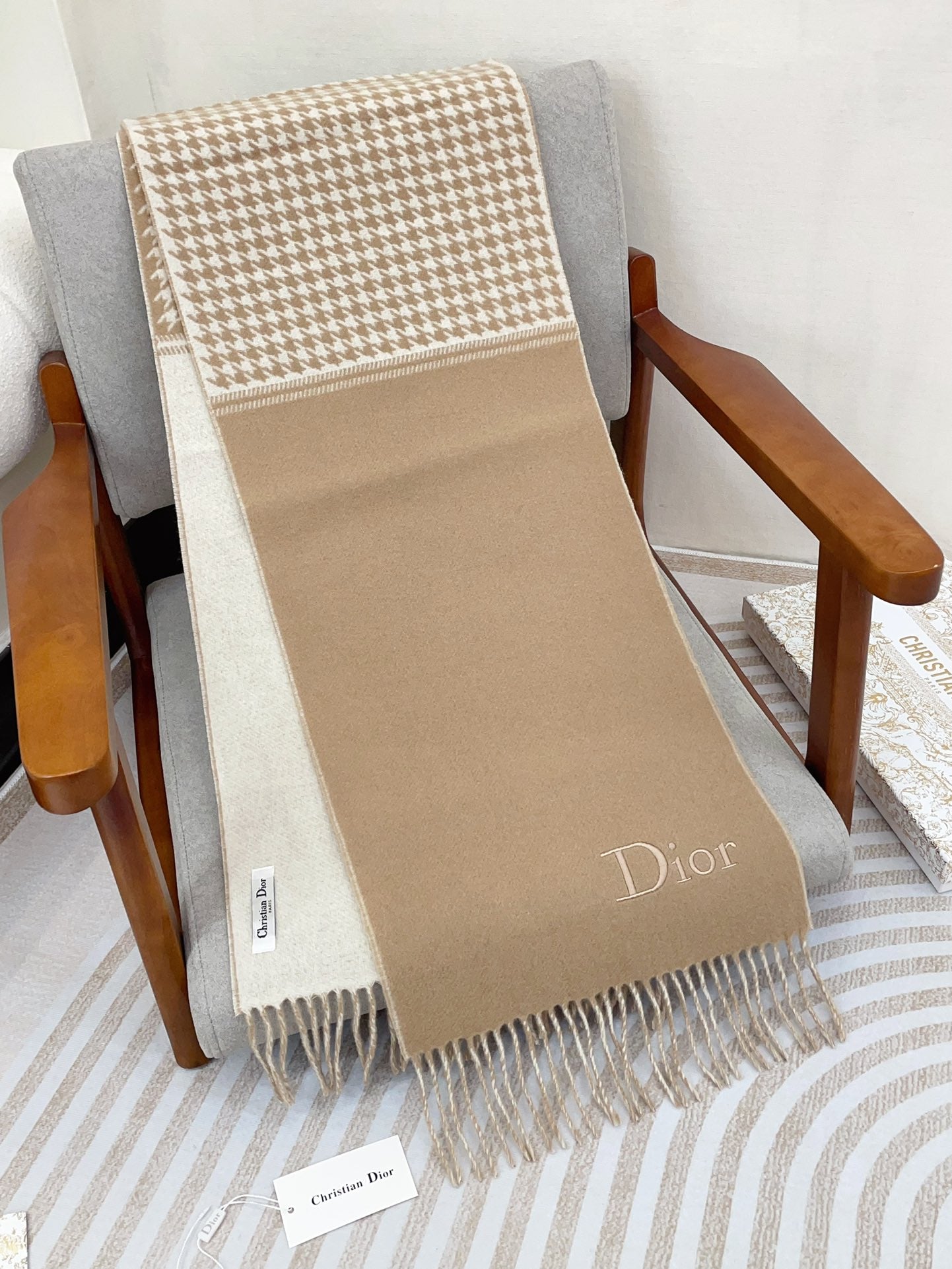SCARF 180 CM IN CAMEL BEIGE CASHMERE 419820 mysite