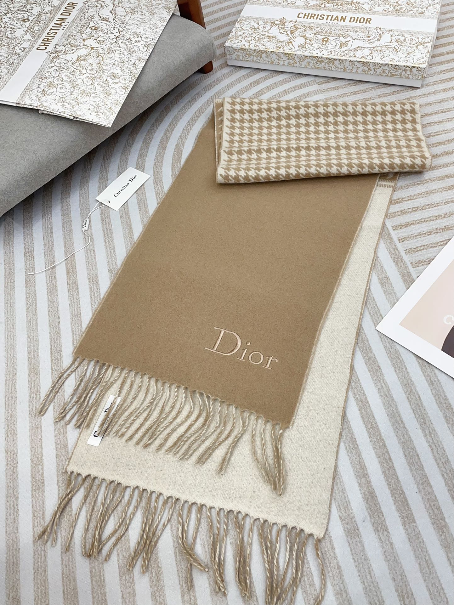 SCARF 180 CM IN CAMEL BEIGE CASHMERE 419820 mysite