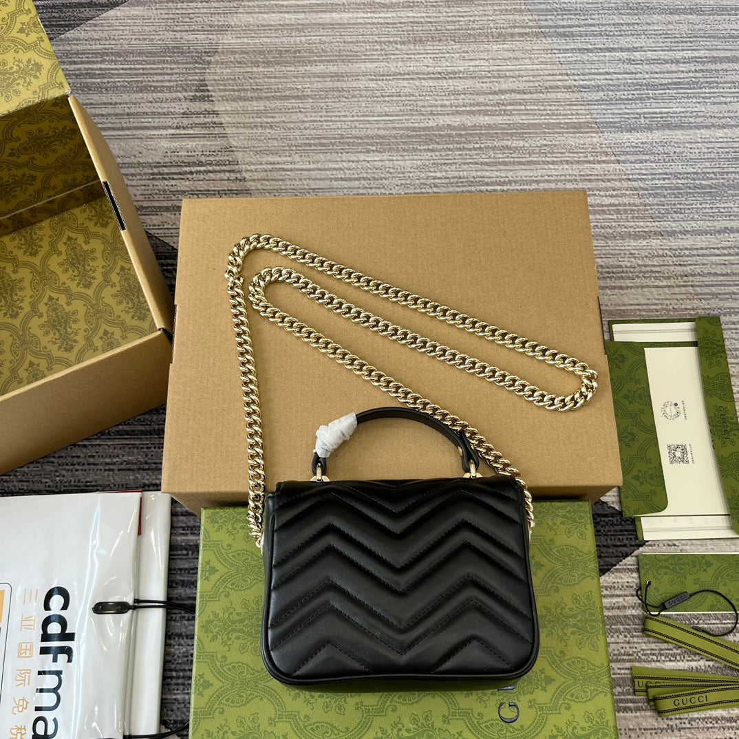 GG MARMONT 13 MINI TOP HANDLE BAG BLACK CALFSKIN mysite