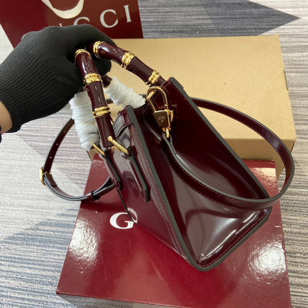Gucci Bamboo Bag Rosso Ancora Red Leather 339649 mysite