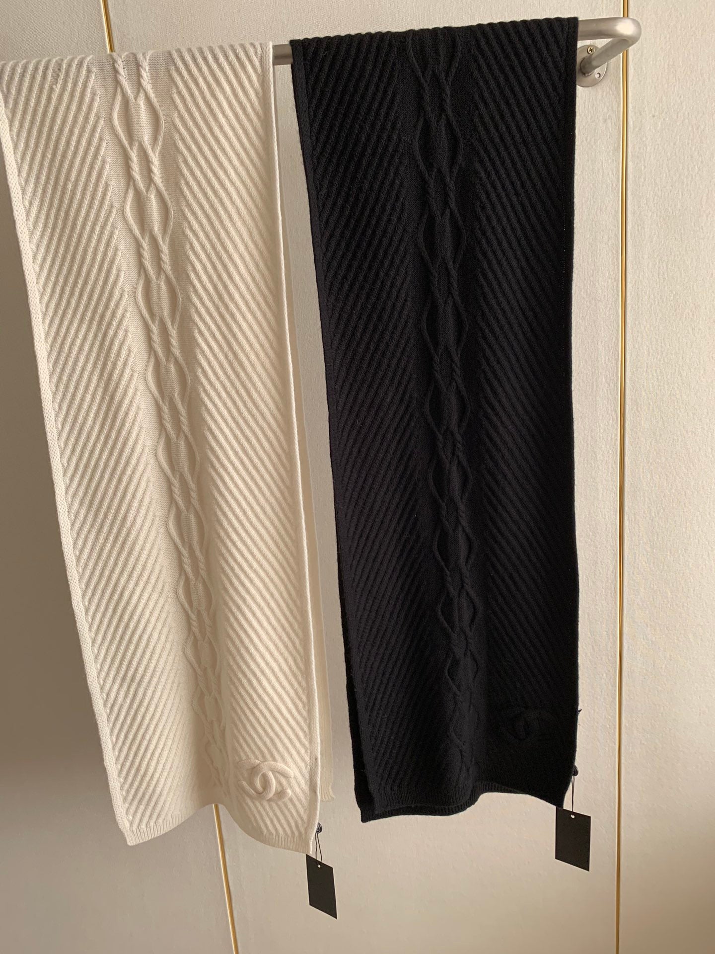 KNIT SCARF 200 CM IN WHITE CASHMERE 392882 mysite
