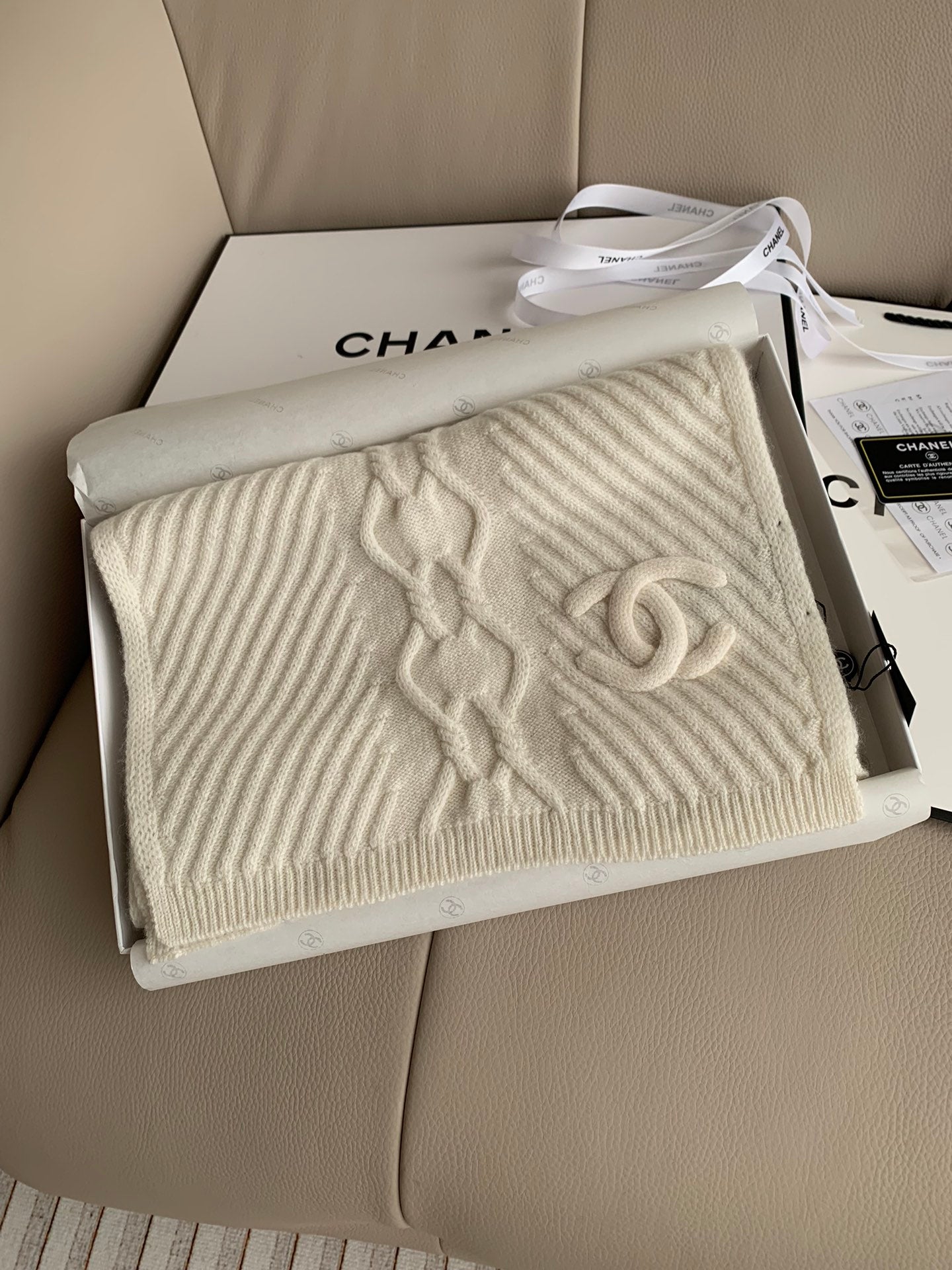 KNIT SCARF 200 CM IN WHITE CASHMERE 392882 mysite