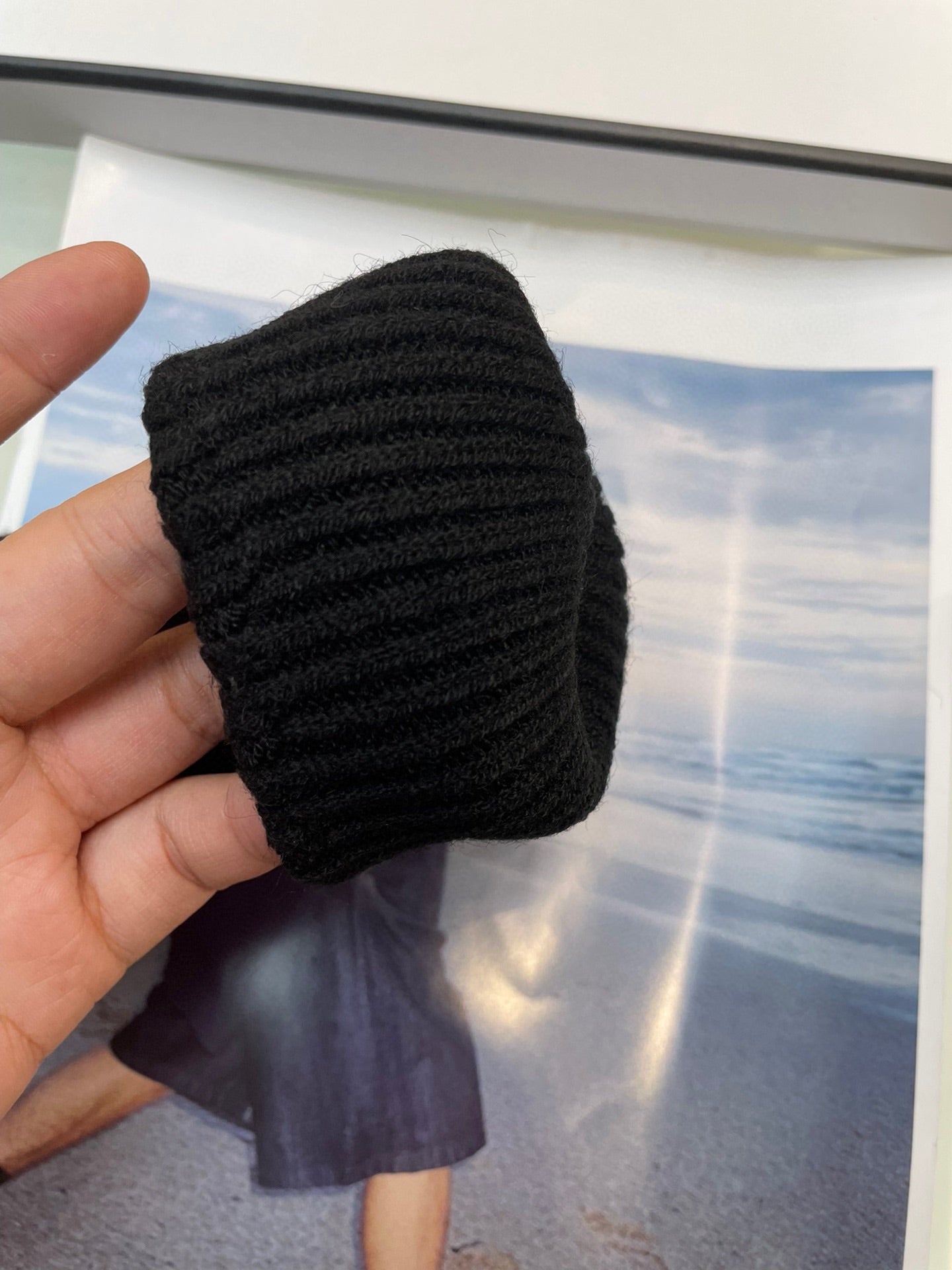 GLOVES IN BLACK CASHMERE WITH WHITE LOGO 405907 mysite