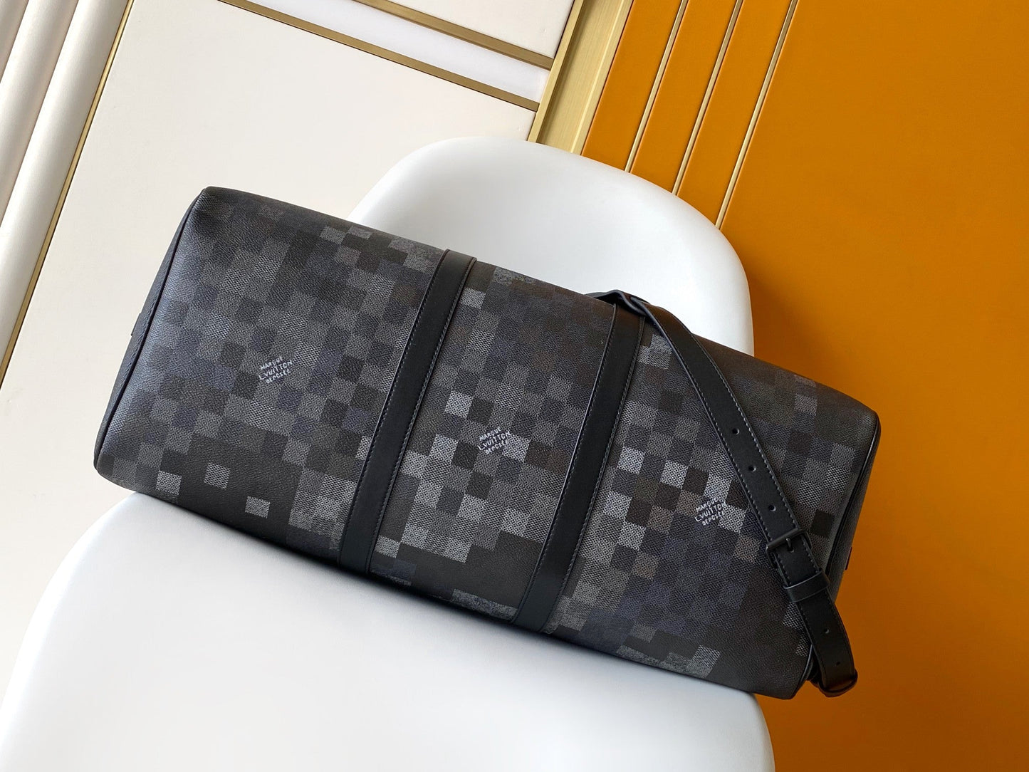 LV Keepall Bandouliere 50 Travel Bag Black Damoflage Canvas mysite